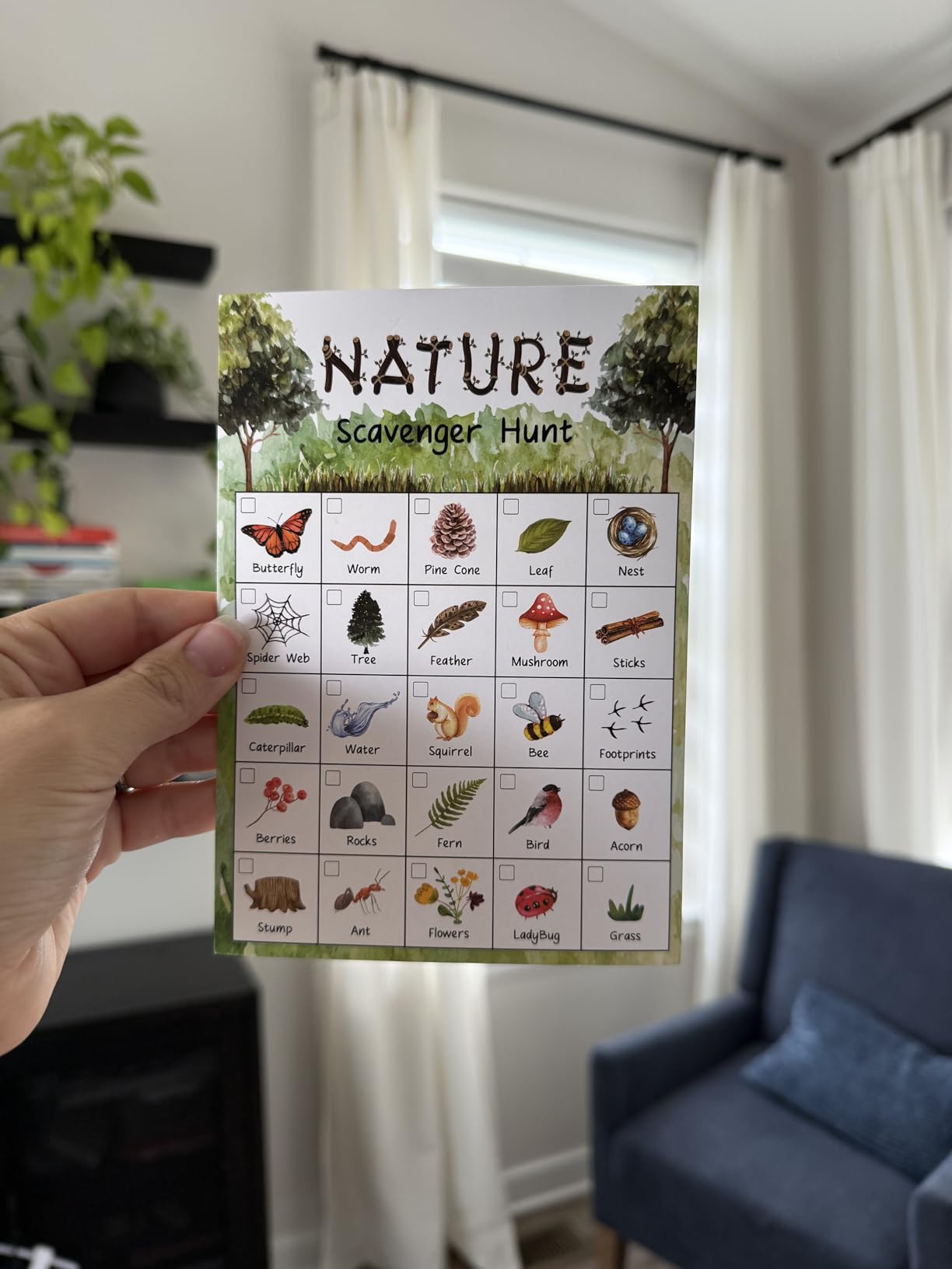 Nature Scavenger Treasure Hunt Games Cards for Friends and Family, Outdoor Scavenger Hunts, Trip Family Holiday Party Games, Find and Seek Camping Game Set -01 customer photo 1