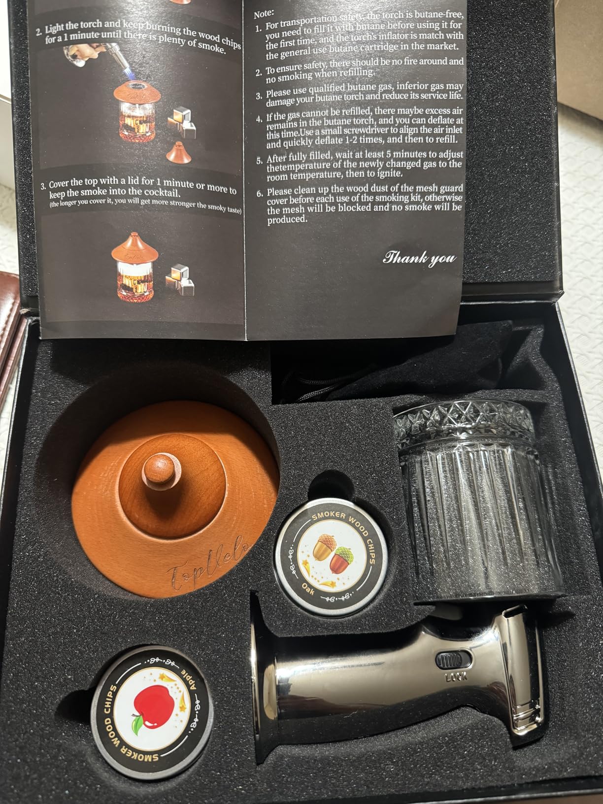 Cocktail Smoker Kit with Torch and Whiskey Glass, 6 Flavors Wood Chips and 3 Whisky Stones for Whiskey & Bourbon, Gift for Husband, Birthday Gift (No Butane) customer photo 1