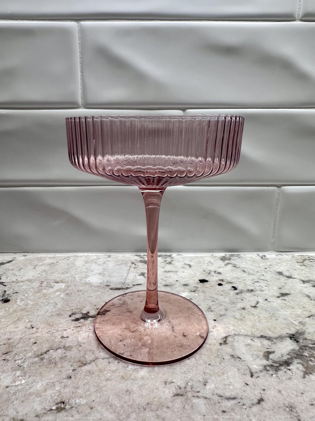 Art Deco Colored Vintage Coupe Glasses, Ribbed Crystal Handmade Martini, Cocktail & Champagne Glasses, Perfect for Dessert, Manhattan, Cosmopolitan, Gimlet, Pisco Sour - 7Oz customer photo 1