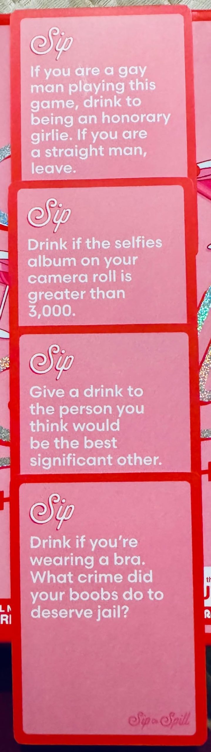 Sip or Spill Party Drinking Game, Fun Social Drinking Games for Adults, Bachelorette Party Games, Includes 200 Cards and Instructions customer photo 1