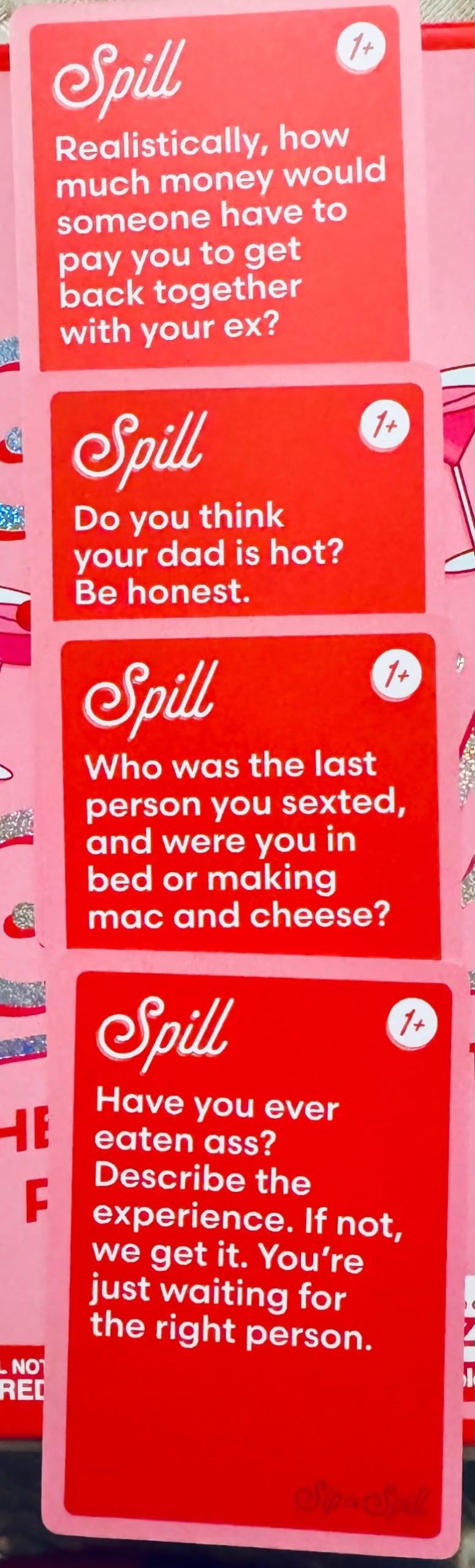 Sip or Spill Party Drinking Game, Fun Social Drinking Games for Adults, Bachelorette Party Games, Includes 200 Cards and Instructions customer photo 2