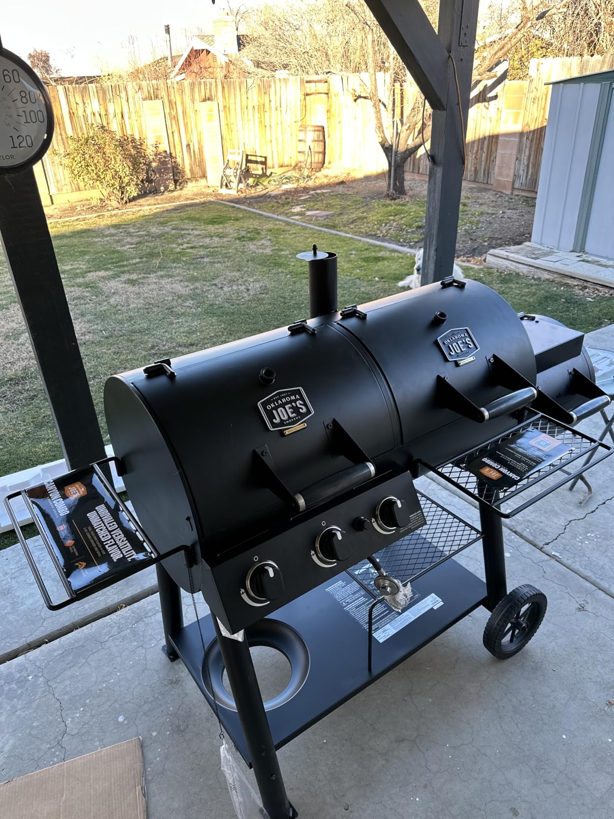 Oklahoma Joe's Canyon Combo Dual Fuel 3-Burner Propane Gas and Charcoal Smoker and Grill with 1031 sq. in. Cooking Area in Black - Grill Smoker Combo customer photo 2