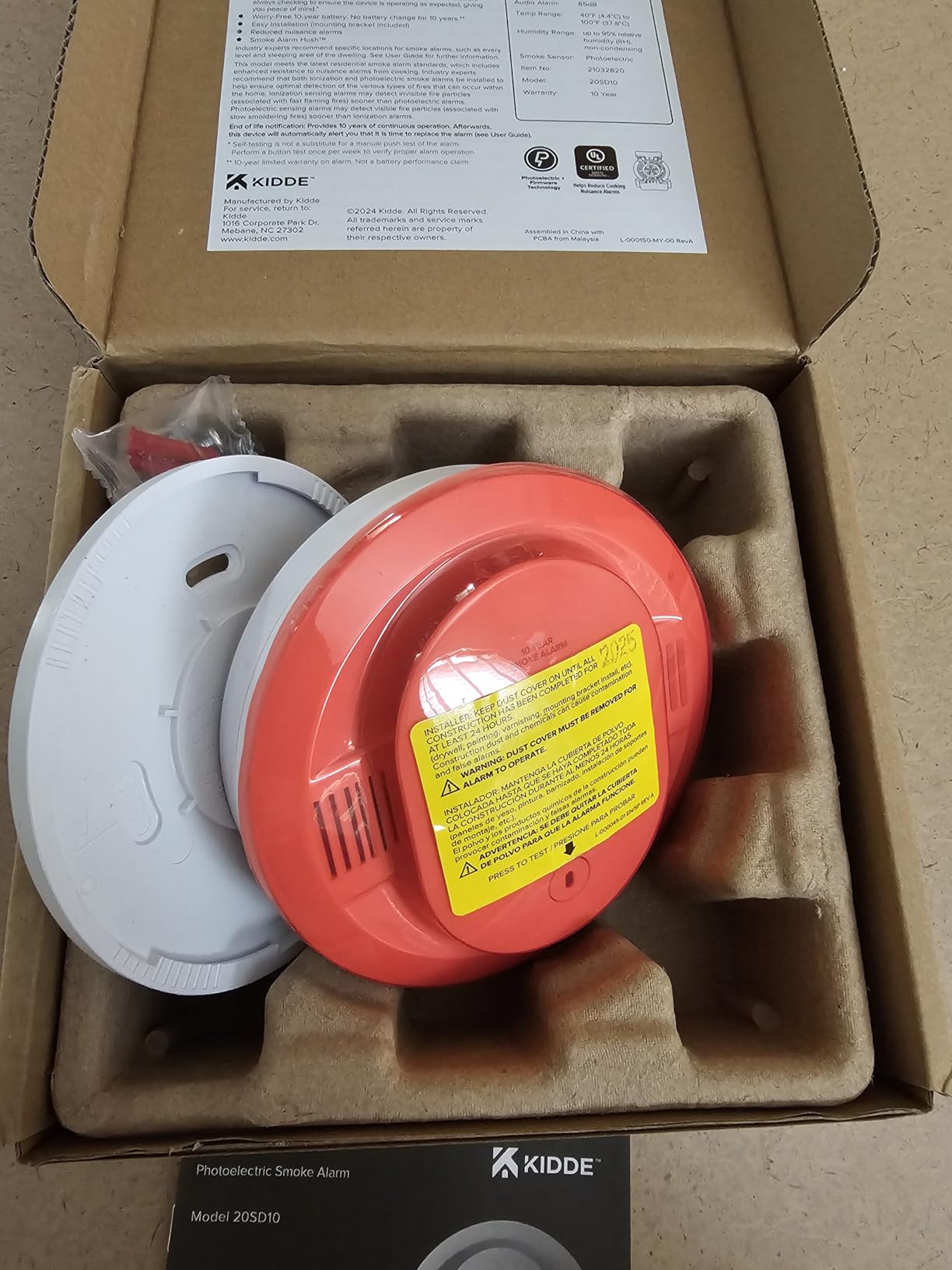 Kidde Smoke Detector, 10-Year Battery Powered, with LED Status Lights, 85 dB Alarm customer photo 2