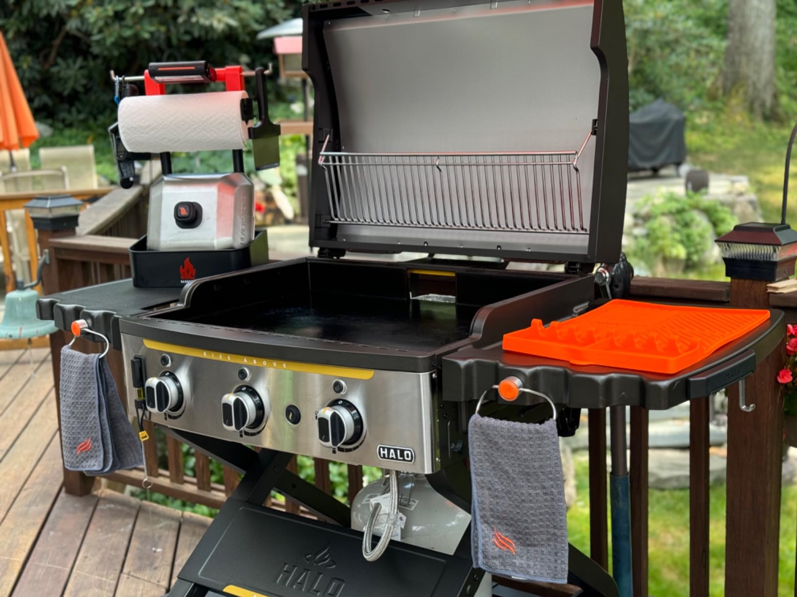 Silicone Grill Mat Compatible with Blackstone, BBQ Griddle Tools Mat with Drip Pad, Spatula Mat for Outdoor Kitchen Counter, Gifts for Men (Orange) customer photo 2