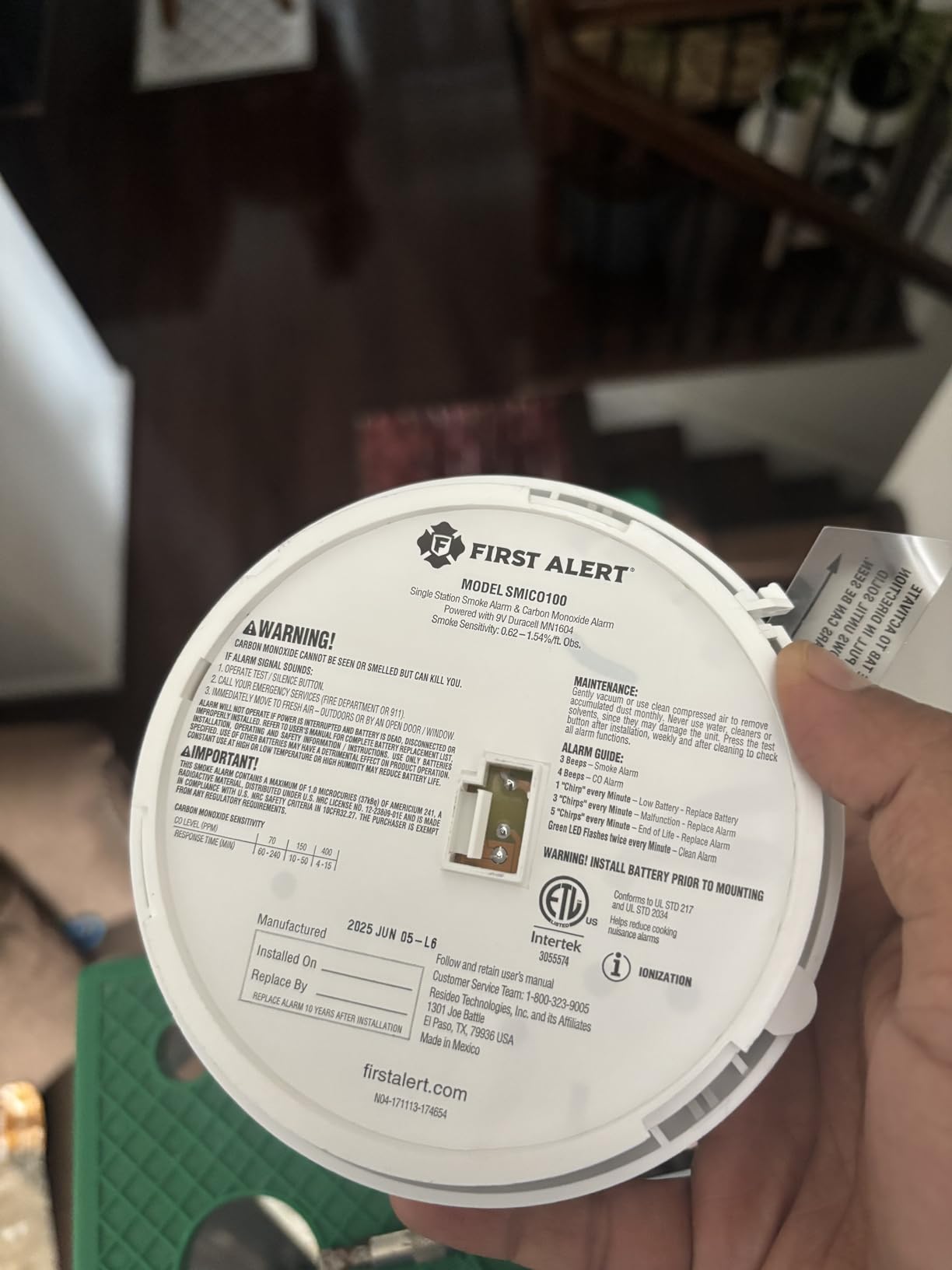First Alert BRK Combination Smoke & Carbon Monoxide Alarm, Battery Operated Detector with Test & Silence Button, SMICO100, 1-Pack customer photo 1