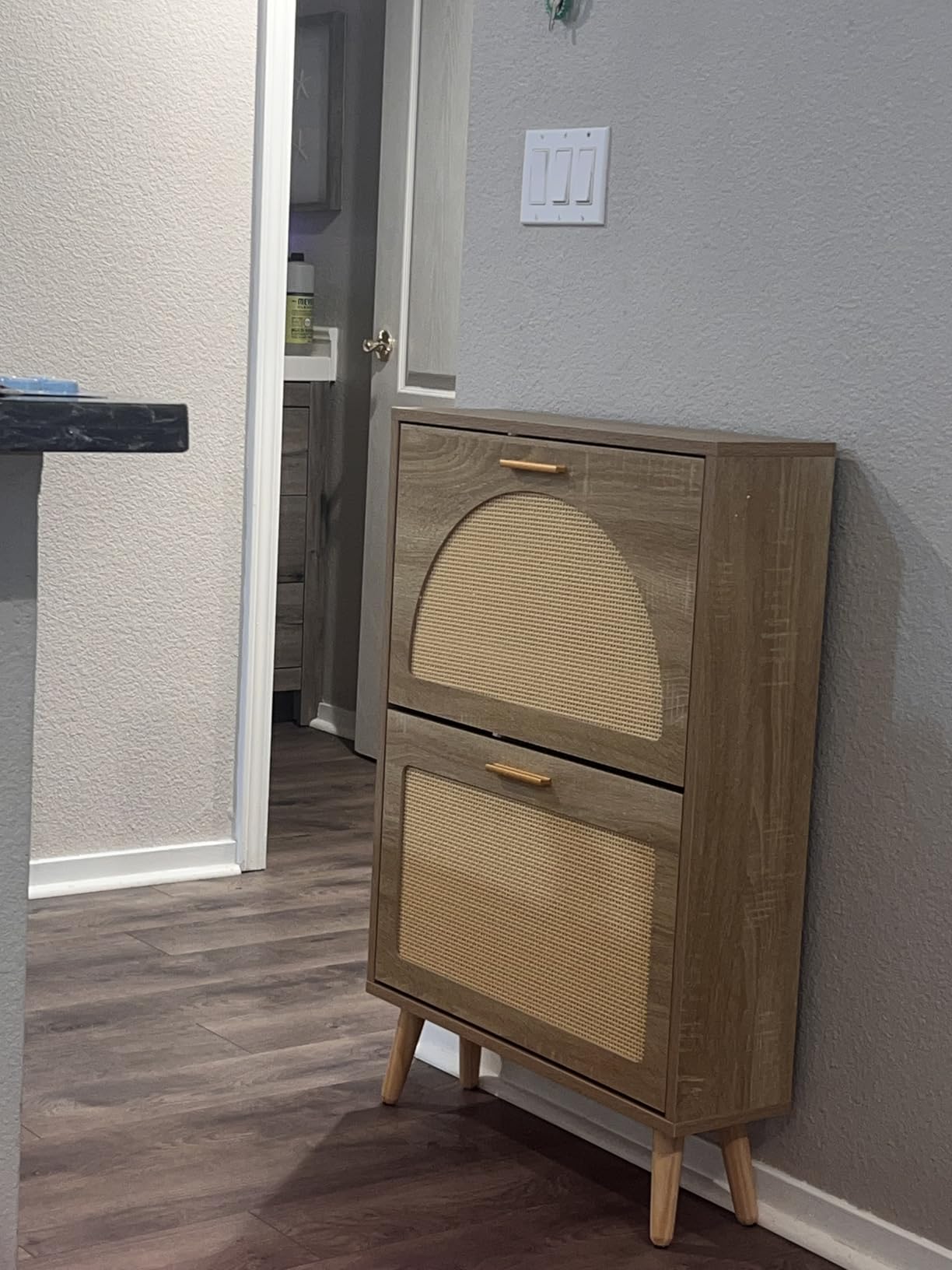 VEVOR Shoe Cabinet with 2 Flip Drawers, Shoe Storage Cabinet for Entryway, Free Standing Shoe Storage Organizer with Rattan Doors for Heels, Boots, Slippers in Hallway, Living Room customer photo 1