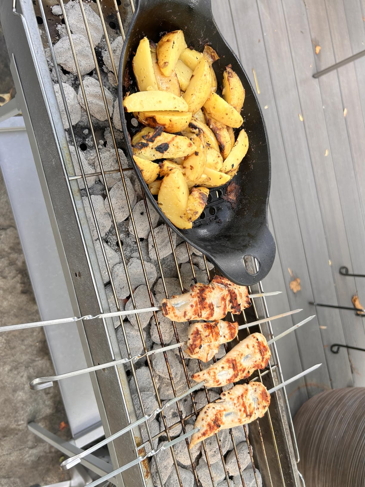 Portable Charcoal Grills, Stainless Steel BBQ Grill with Foldable Stand Adjustable Air Vents, Kebab Skewer BBQ Barbecue Grill Kit for Garden Backyard Party Picnic Travel Outdoor Use (31.6x7.1inch) customer photo 2