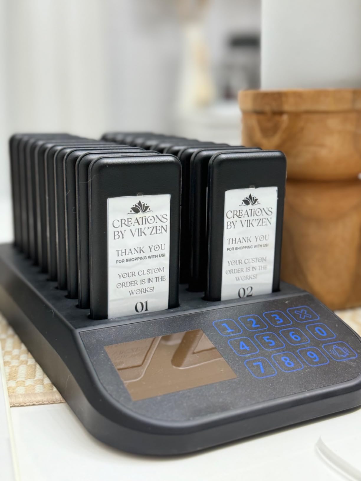 Restaurant Pager System, 20 Beepers, Wireless Calling System Customers Waiting Beepers for Queue in Restaurants Food Truck Churches Hospital Hotel Bar Eatery with Vibration Flash and Buzzer customer photo 1