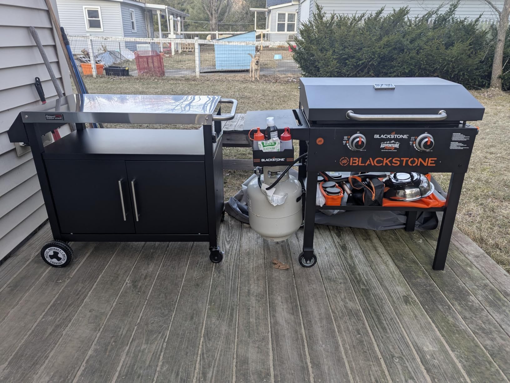 Outdoor Grill Cart with Wheels, Movable Kitchen Island with Storage Cabinet for BBQ, Stainless Steel Dining Cart Table for Food Prep, Black, PC3403S-SC customer photo 1