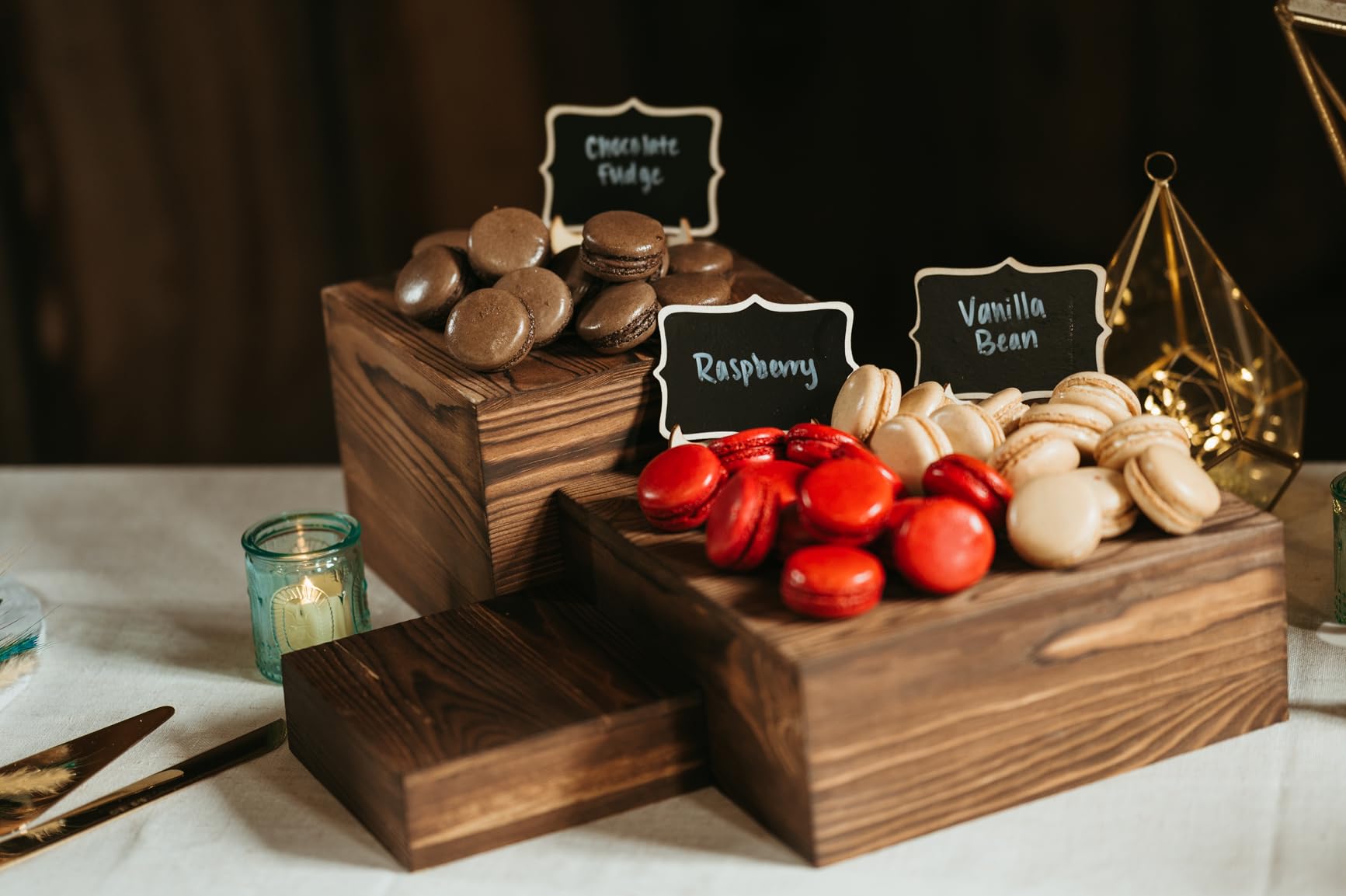 6 Pack Wooden Risers Display Stands Rustic Wood Cake & Cupcake Stands for Party Square Food Risers for Buffet Wooden Crates for Display Home Decor customer photo 2