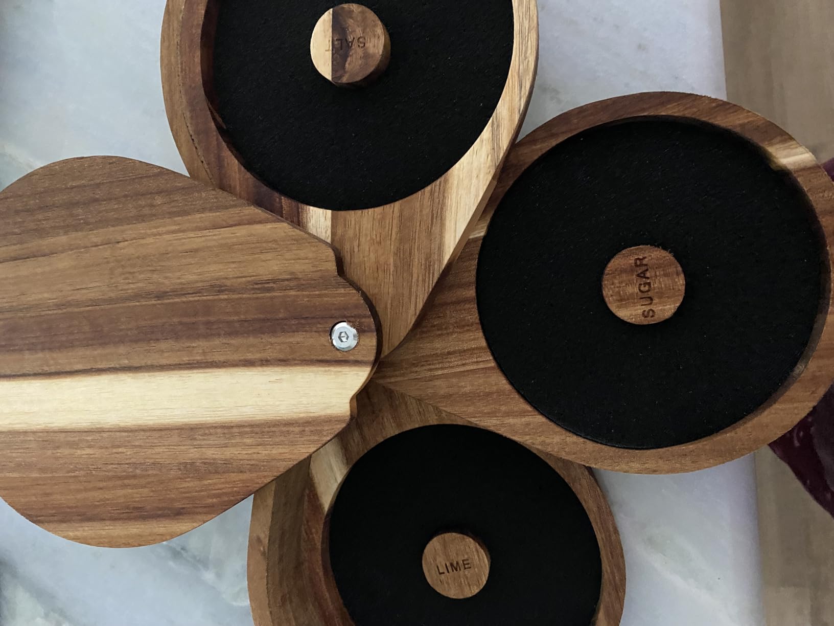 Margarita Salt Rimmer Set for Cocktails | 3 Tier Acacia Wood Glass Rimmer for Salt/Sugar/Lime Seasoning for Bloody Mary, Tequila | Drink Accessories for Bar (With Sponges) customer photo 2