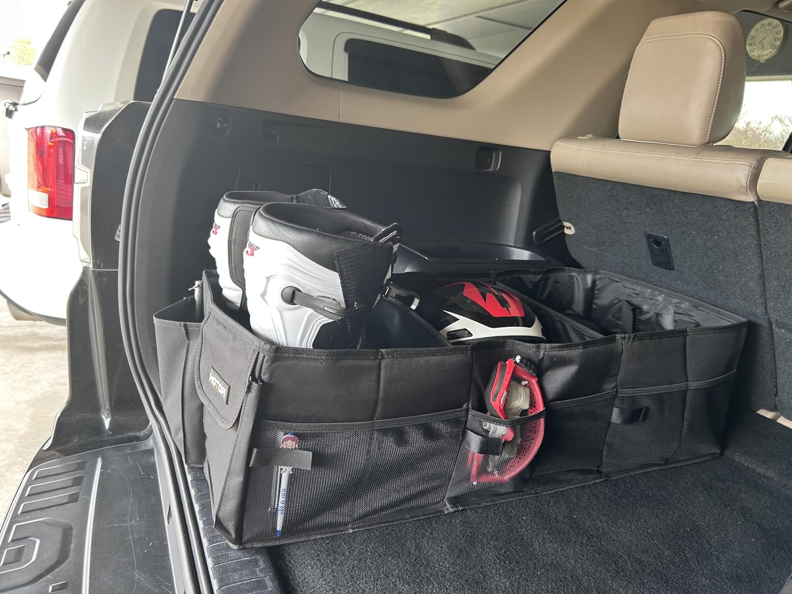 HOTOR Trunk Organizer, Sturdy Foldable with Cooler for Car & SUV, 3 Compartments, Black, 30.90