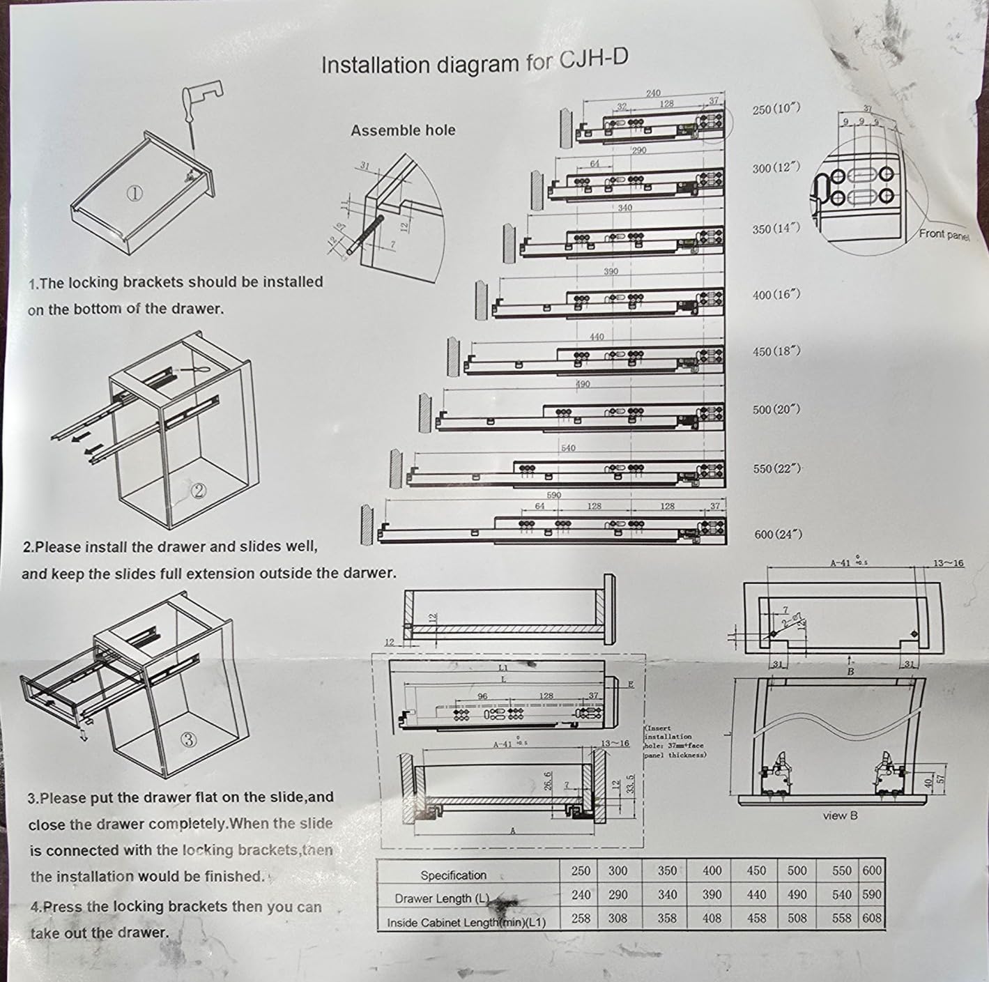 6 Pair of 22 Inch Undermount Soft Close Drawer Slides 100LB Load Capacity Full Extension Concealed Drawer Rails with 3D Locking Device customer photo 2