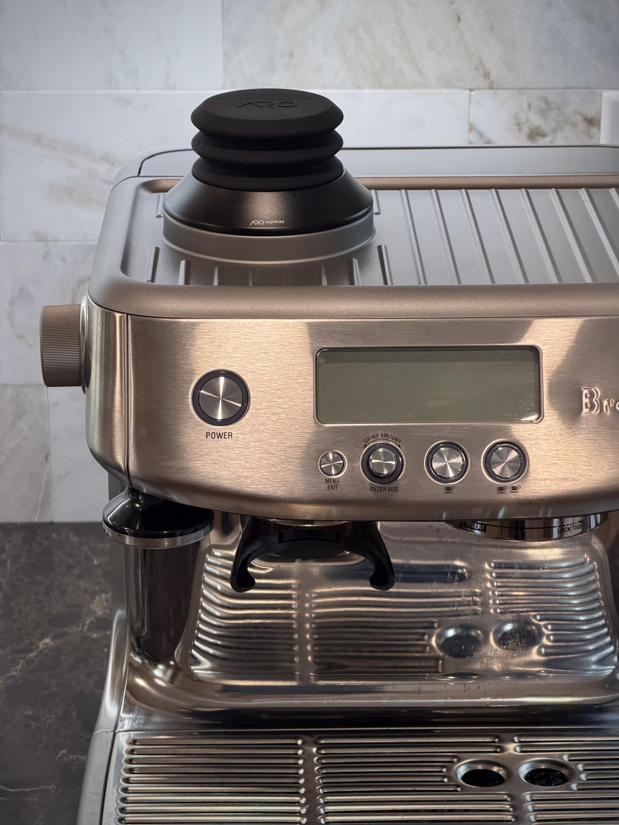 ARO Espresso Aluminum Single Dose Hopper with Silicone Bellows and Integrated Anti-Popcorn Baffle | Compatible with Breville/Sage Barista Express, Pro, Touch, and Impress customer photo 2
