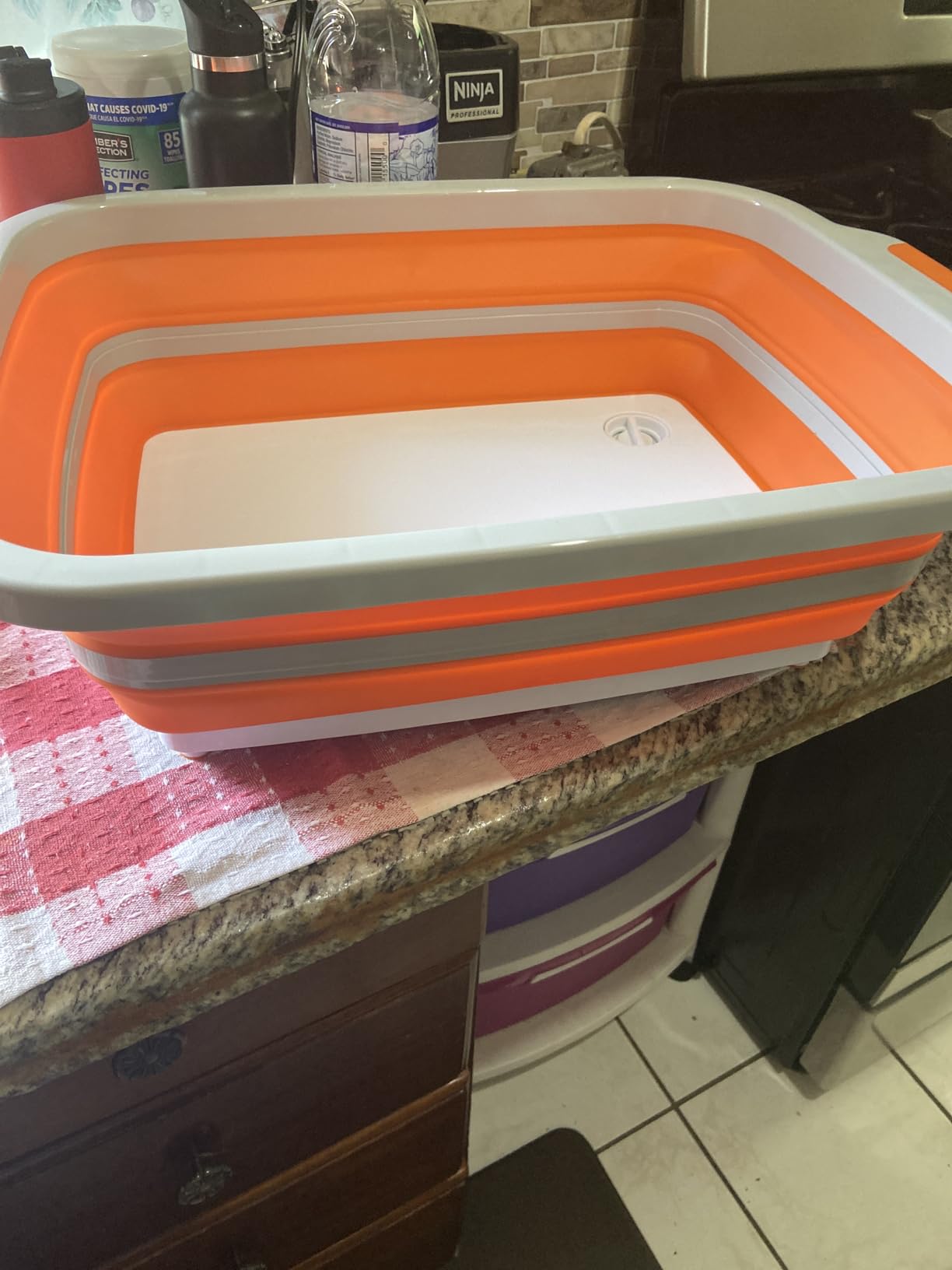 BIRDROCK HOME Collapsible Large BBQ Prep Tub w/Cutting Board, Multi-Function Grill Caddy w/Colander & Lid, Portable Silicone Dish Bowl for Picnic, Tailgate, Camping - Black customer photo 1