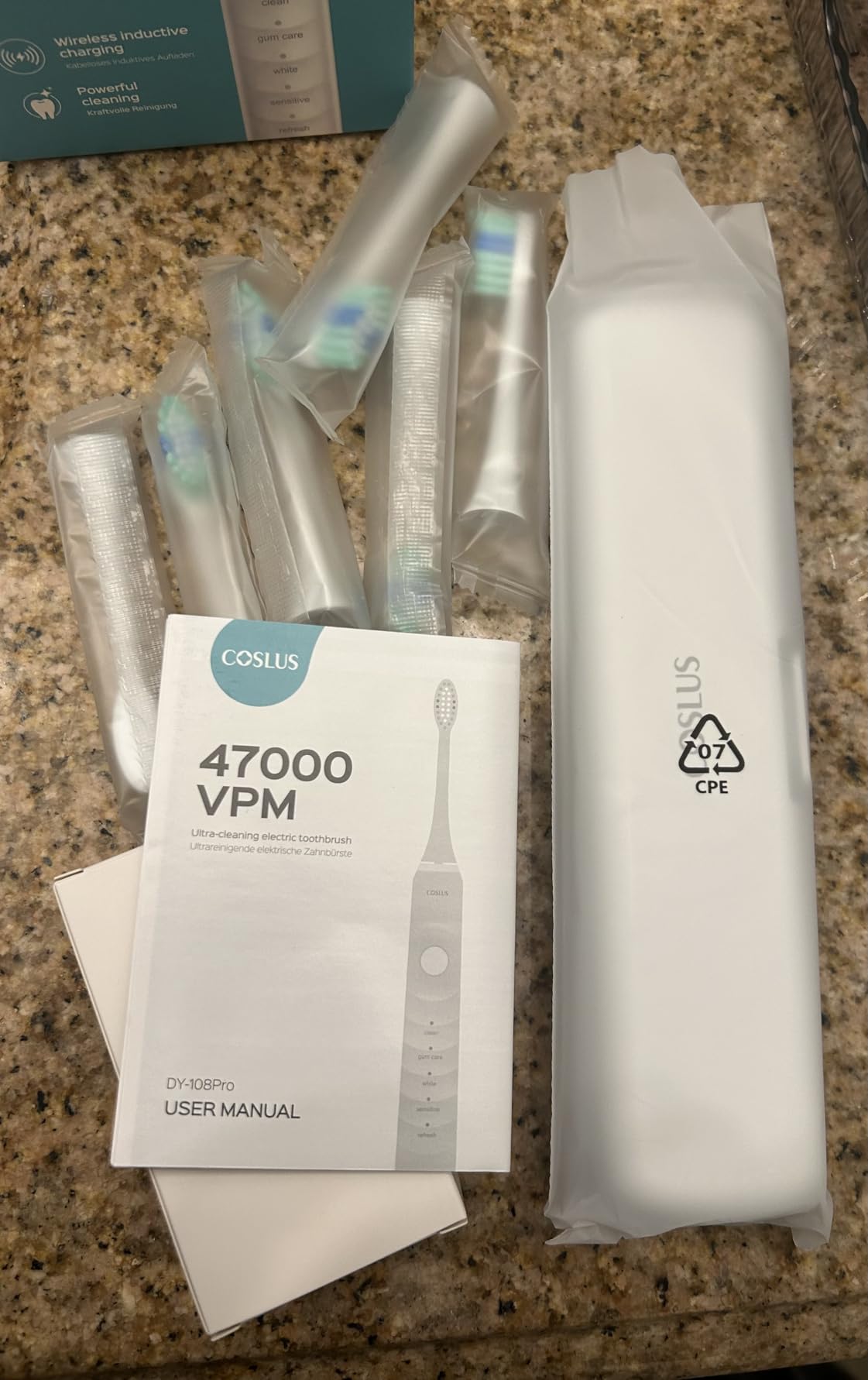 COSLUS Sonic Electric Toothbrush for Adults C40(DY-108Pro): 47000 VPM for Deep Cleaning with Travel Case - 5 Modes for Sensitive Teeth & Brace, Wireless Charging, 6 Brush Heads for Family, Black customer photo 2