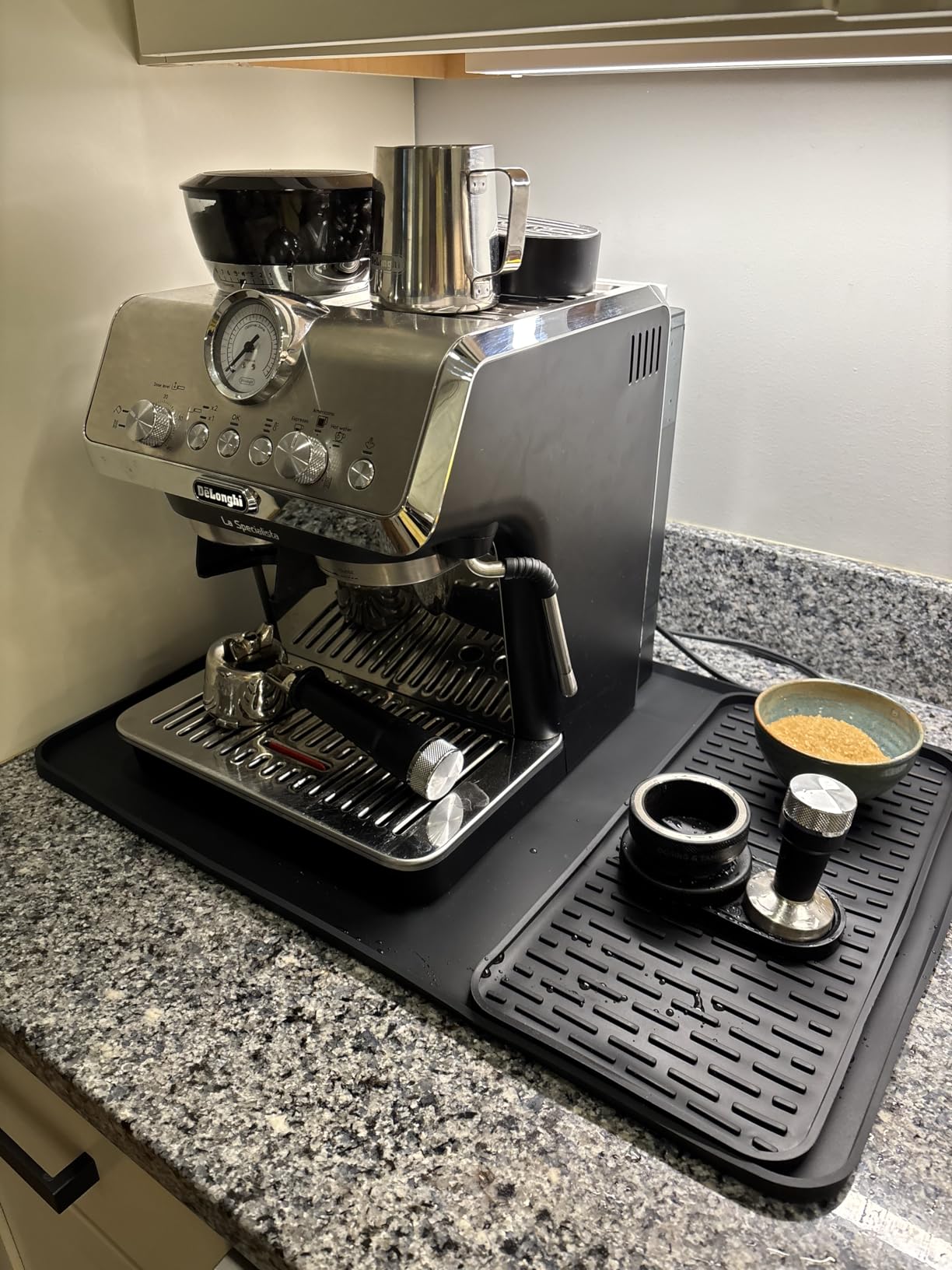 Silicone Coffee Mat, 24''x16'' Bar Mat with Detachable Dish Drying Mat - Fits Under Coffee Maker & Dish Rack customer photo 1