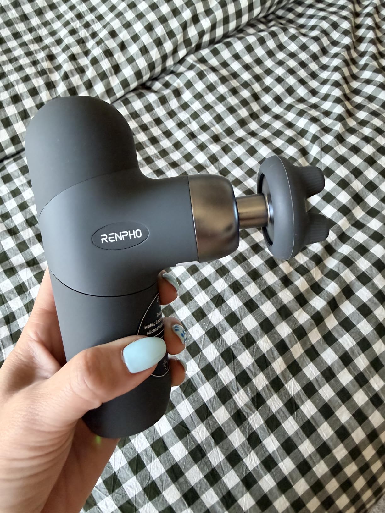 RENPHO Mini Thermal Massage Gun with Heat, Mothers Day Gifts, Portable Deep Tissue Percussion Massager with 4 Heads for Neck & Back Comfort, Ultra-Quiet for Home, Office & Travel, Carry Case customer photo 1