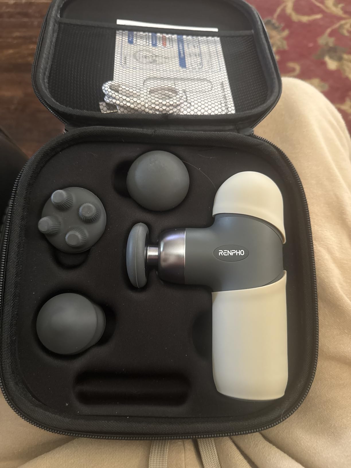RENPHO Mini Thermal Massage Gun with Heat, Mothers Day Gifts, Portable Deep Tissue Percussion Massager with 4 Heads for Neck & Back Comfort, Ultra-Quiet for Home, Office & Travel, Carry Case customer photo 2