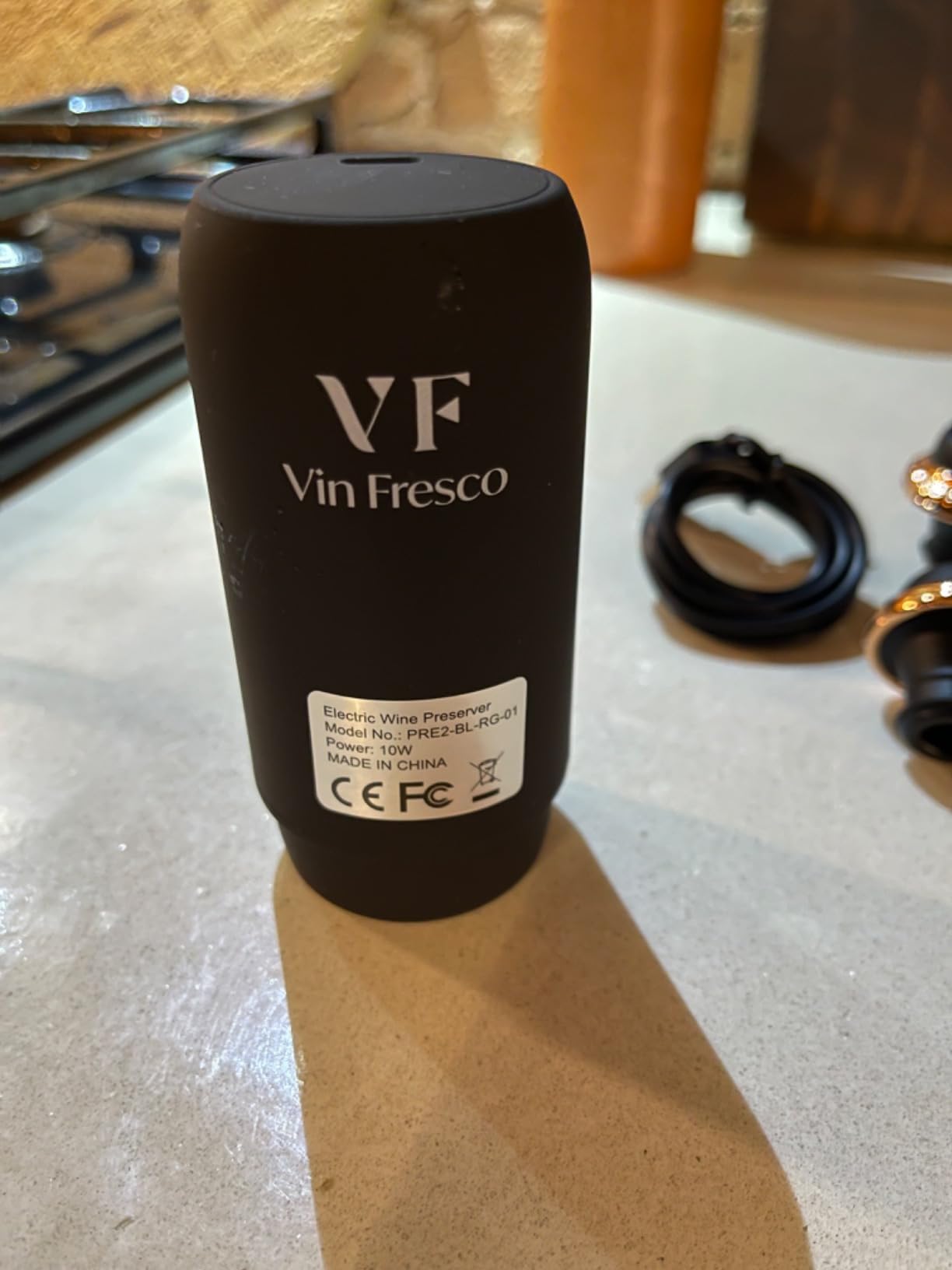 Electric Wine Preserver - Rechargeable Vacuum Saver With Airtight Seal - Automatic Air Remover Pump for 10 Days of Flavor & Freshness - Preservation System (Black & Rose Gold) customer photo 1