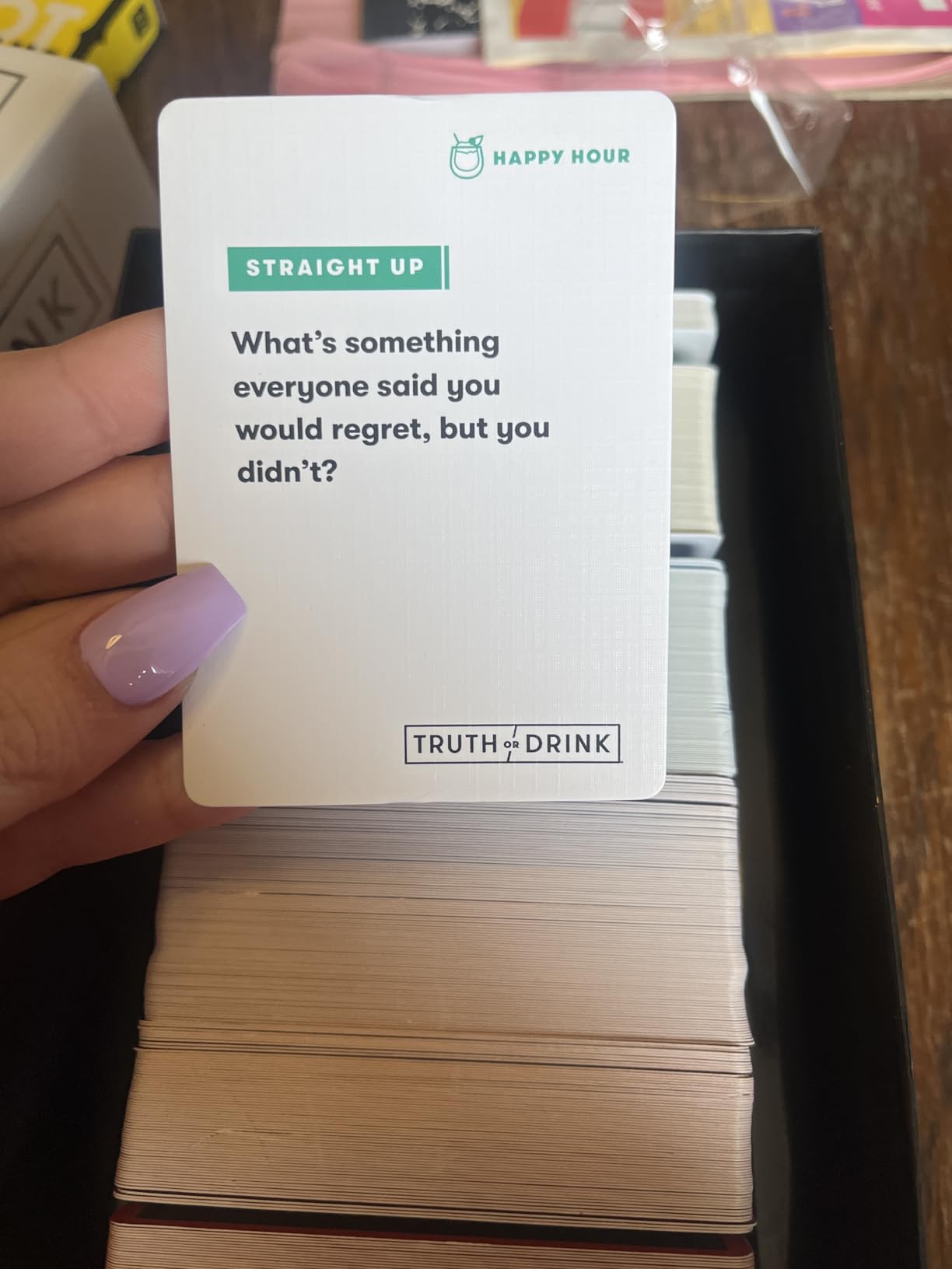 Truth or Drink Party Game by Cut | 410 Hilarious Questions | Ages 21+ | 2+ Players | Fun Games for Adults customer photo 2