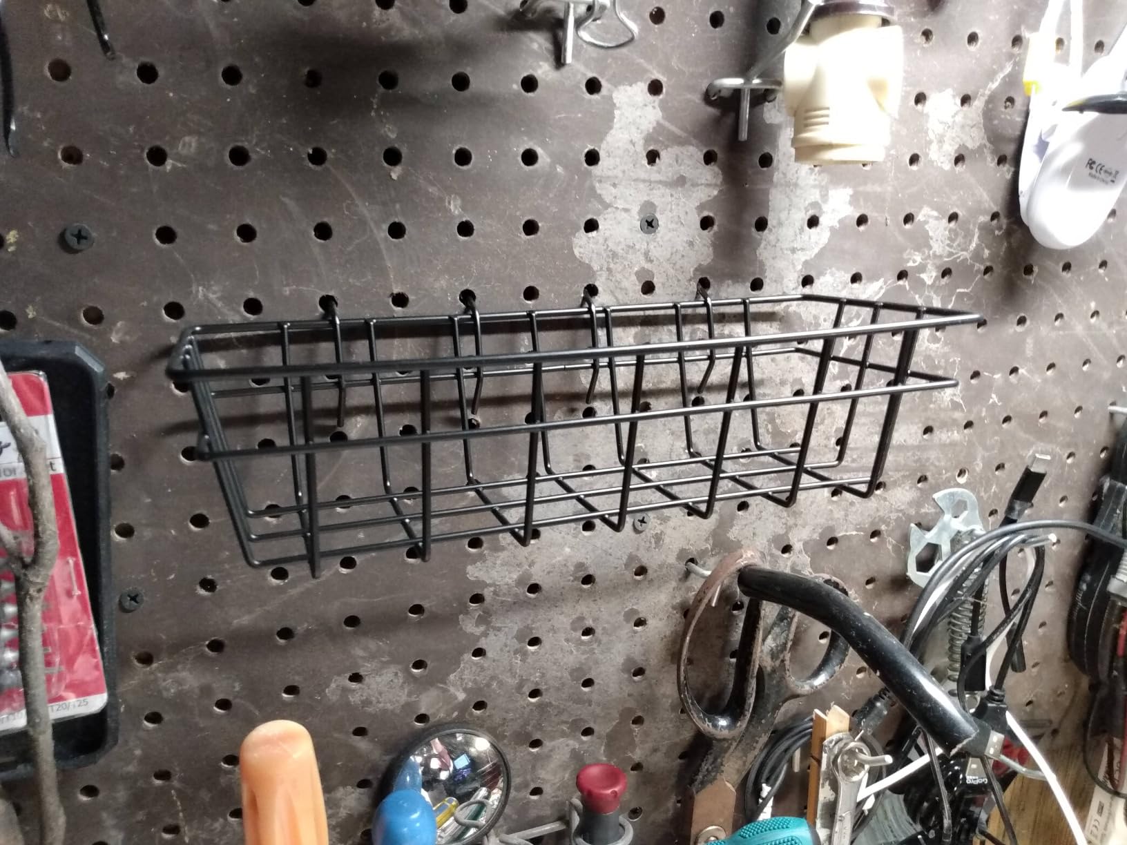 5-Piece Pegboard Baskets Set - Heavy Duty Peg Board Organizer Accessories Bin Set, Premium Black Metal Wire Baskets Tool Shelves, Wall Mount Storage for Garage Workshop Craft Room customer photo 2