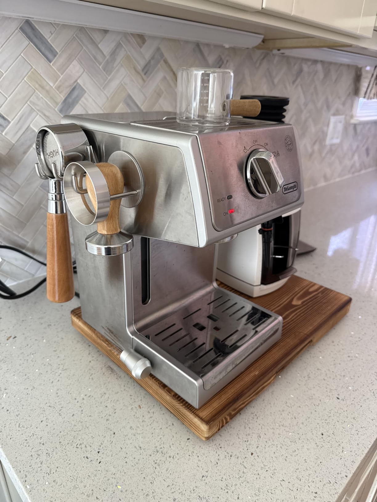 2 Pack Stainless Steel Espresso Portafilter Rack, Wall Mount Coffee Portafilter Holder for 51mm 53mm 58mm Portafilters (Silver) customer photo 2