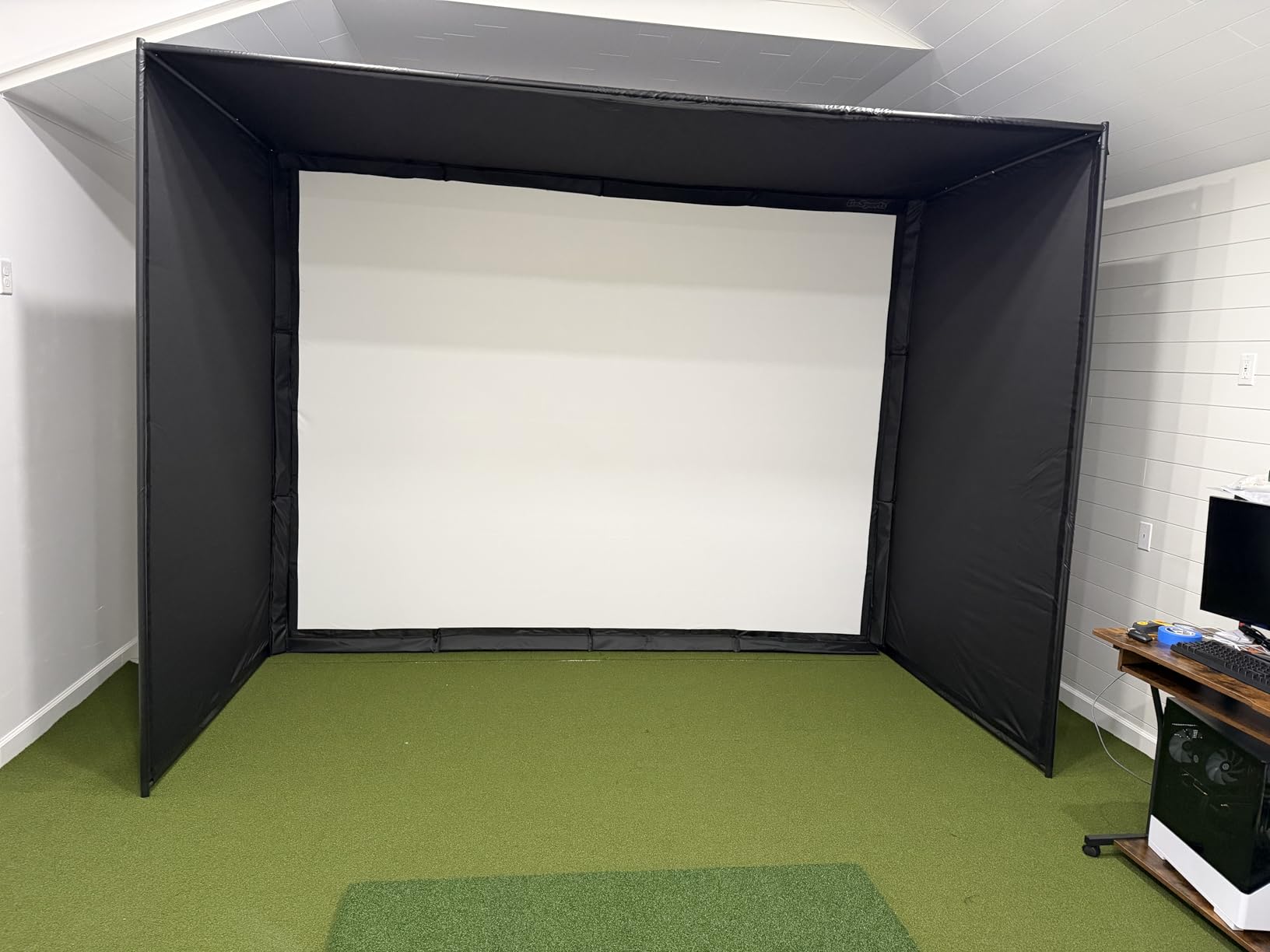 GoSports Golf Simulator Enclosure Nets - Choose 10 x 8 ft, 12 x 9 ft, or 14 x 8 ft - Complete Set with Frame and HD Impact Screen Kit customer photo 1