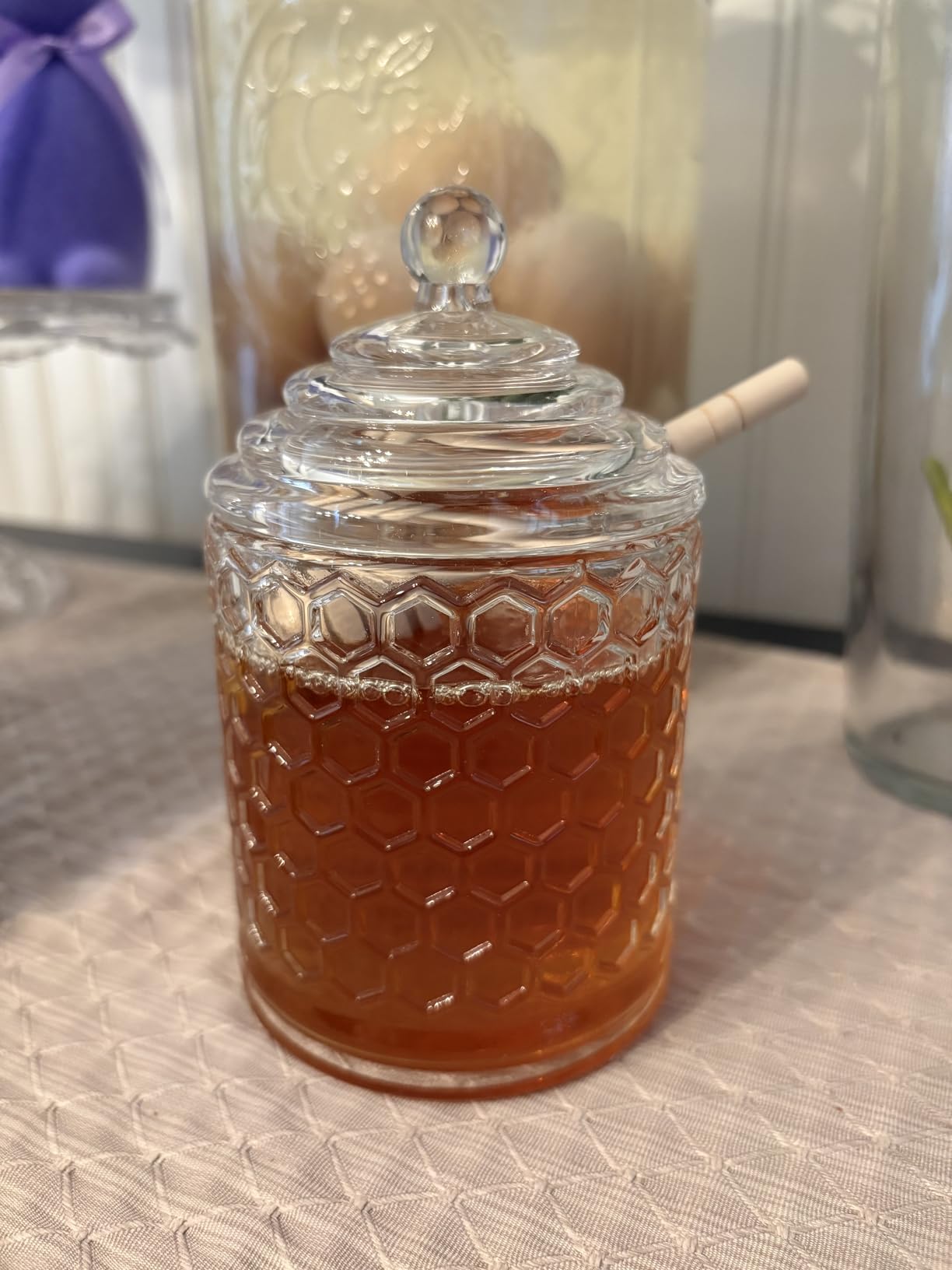 kanpura Clear Crystal Honey Jar with Dipper and Lid, Honey Bee Pot, 4.5oz Glass Honey Pot for Christmas Home Kitchen Decor customer photo 1