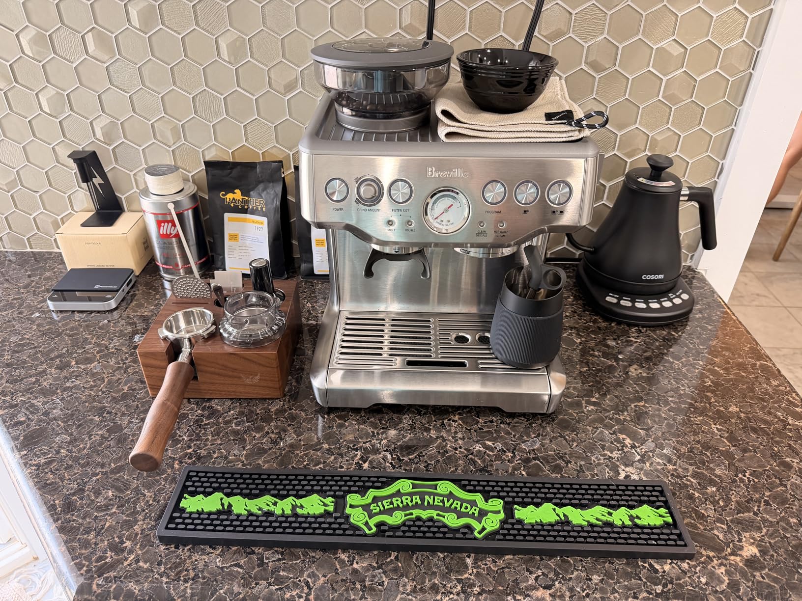 Walnut Espresso Tamping Station 54mm for Breville Machines Espresso Accessories Organizer Tamper Distributor Portafilter Holder and Multi Accessory Storage customer photo 2