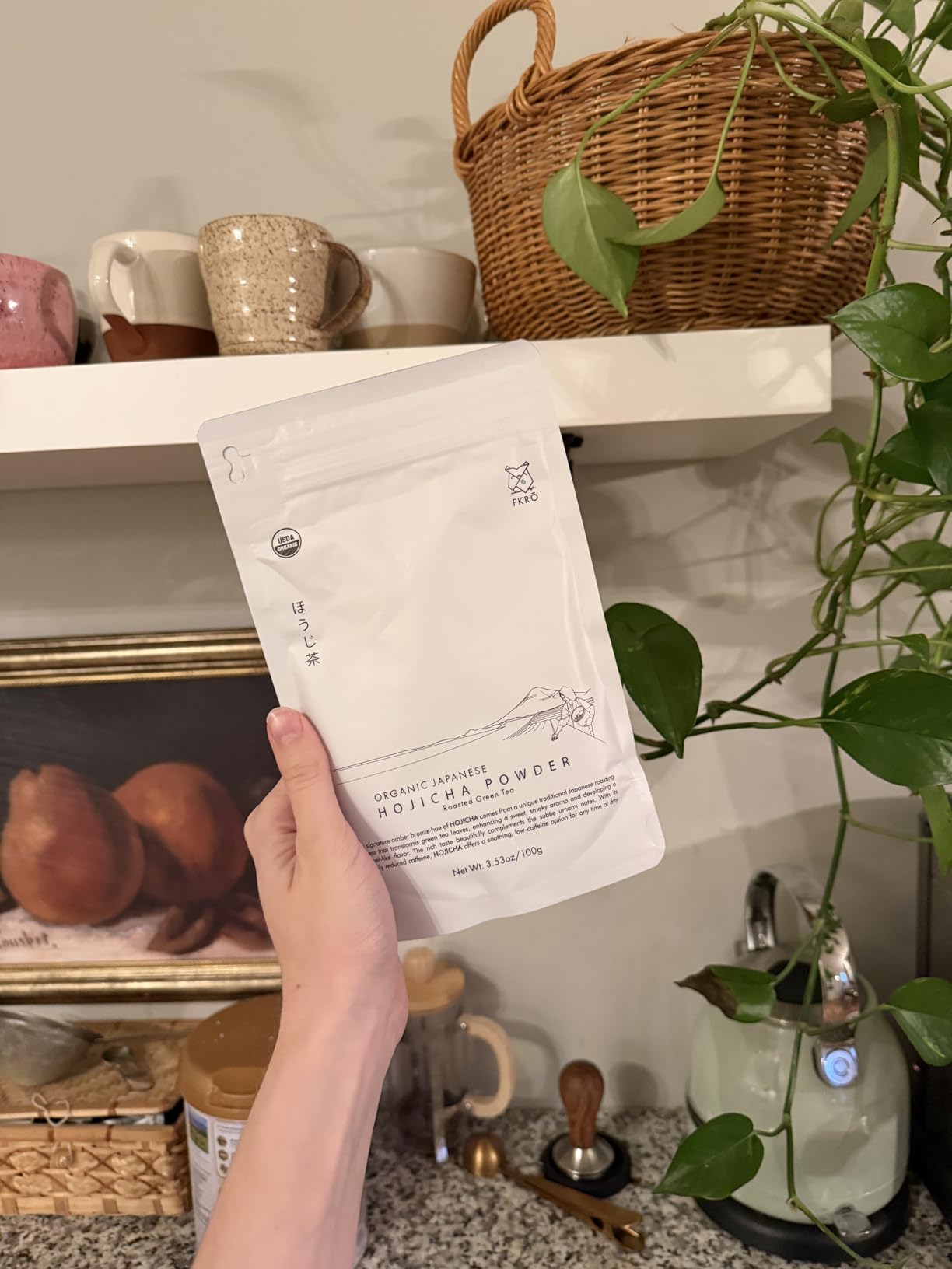 FKRO Organic Hojicha Powder (100g/3.5oz) | Premium First Harvest, Stone Milled Houjicha | Sugar-free, Low Caffeine | Japanese Roasted Green Tea Latte Drink | Flown in Fresh from Japan Every Month customer photo 1