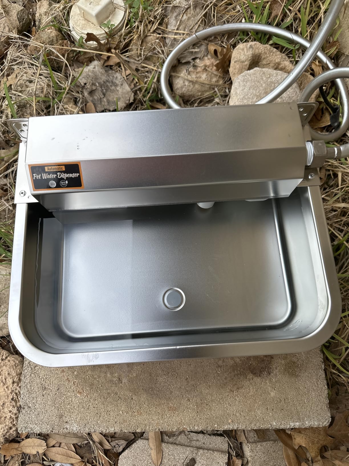 Automatic Dog Water Dispenser, 2 Gallons 304 Stainless Steel Dog Water Bowl for Indoor/Outdoor, Large Water Bowl for Pets & Livestock, Anti Tip, Wide Mouth, Water Auto Fill, Fit GHT 3/4