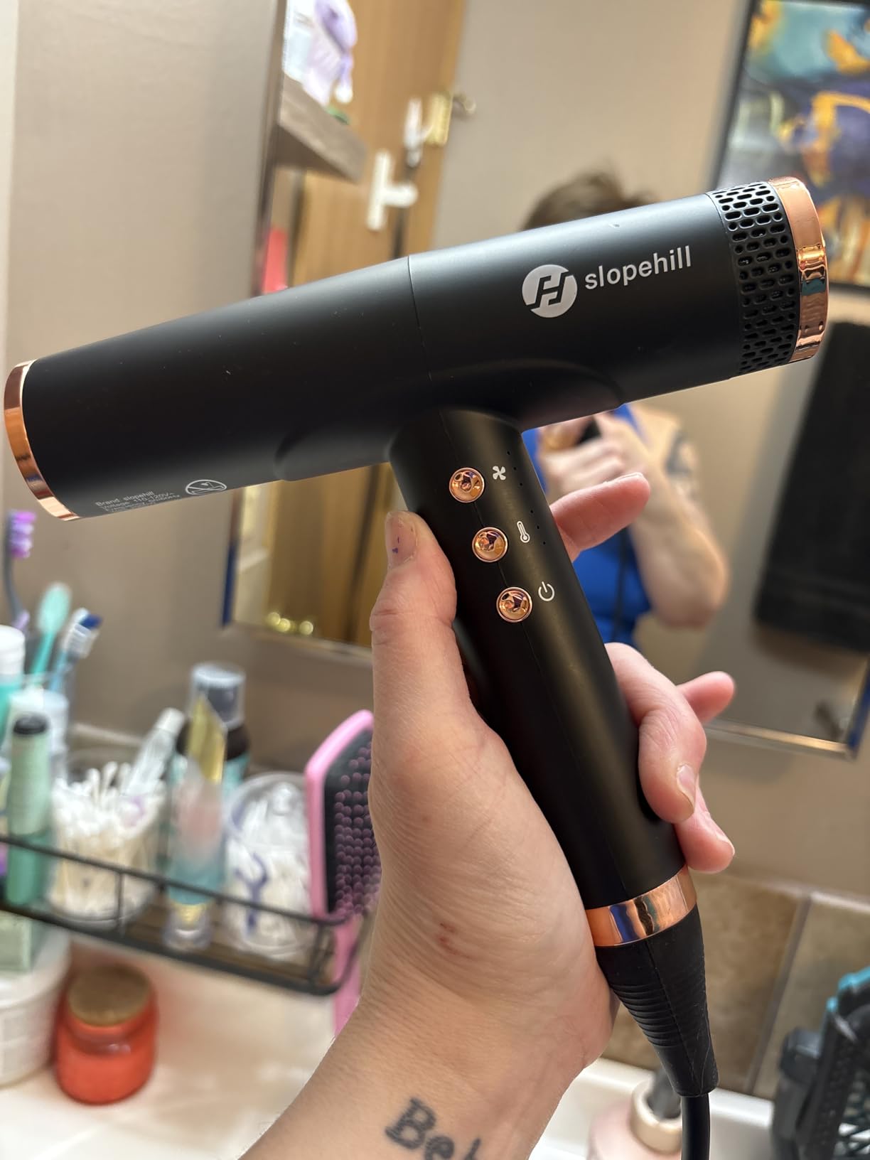 slopehill Professional Ionic Hair Dryer, High-Speed Blow Dryer with Brushless Motor for Salon Use, Lightweight Compact Hairdryer for Travel, Low Noise Quiet for Home, Ceramic Pink customer photo 2