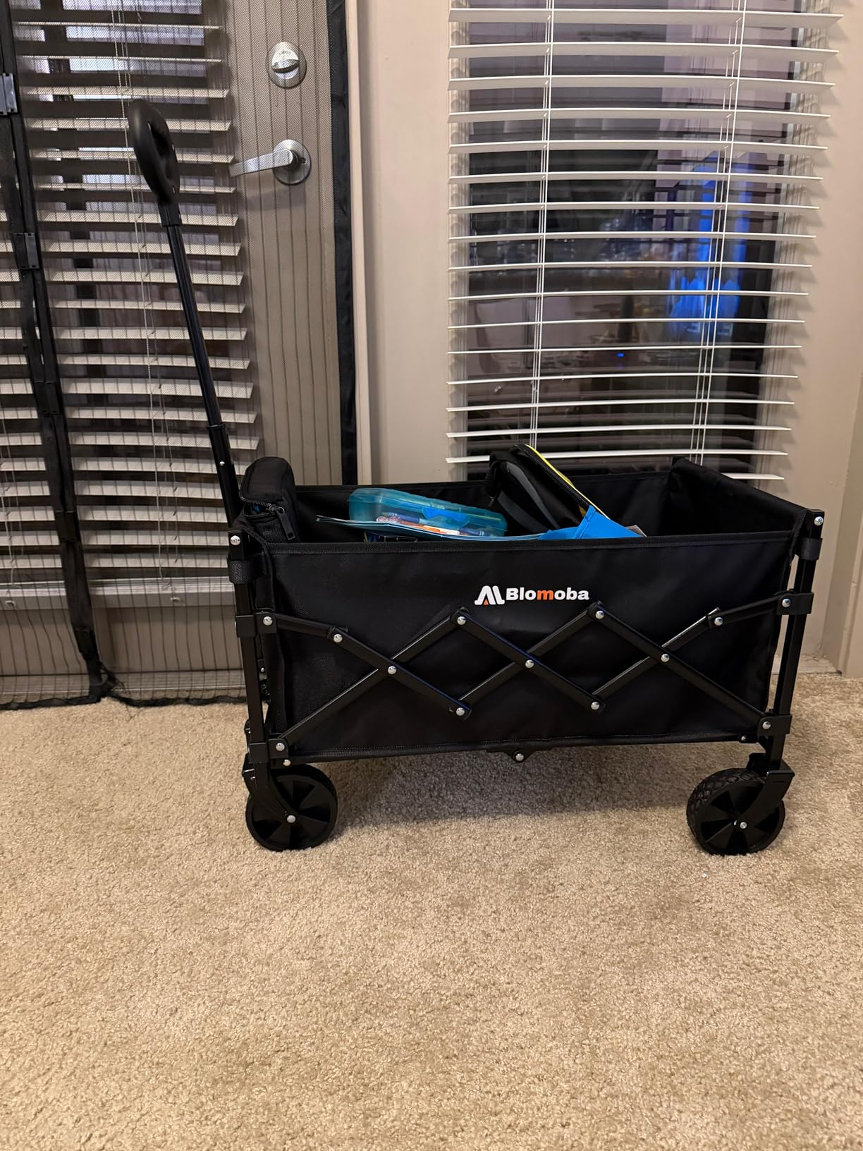 Collapsible Wagon with Wheels, 220 lbs Wagons Carts Foldable Wagon Cart with Flexible Handle, Lightweight Portable Folding Utility Grocery Shopping Cart for Grocery Sports Garden Camping customer photo 1