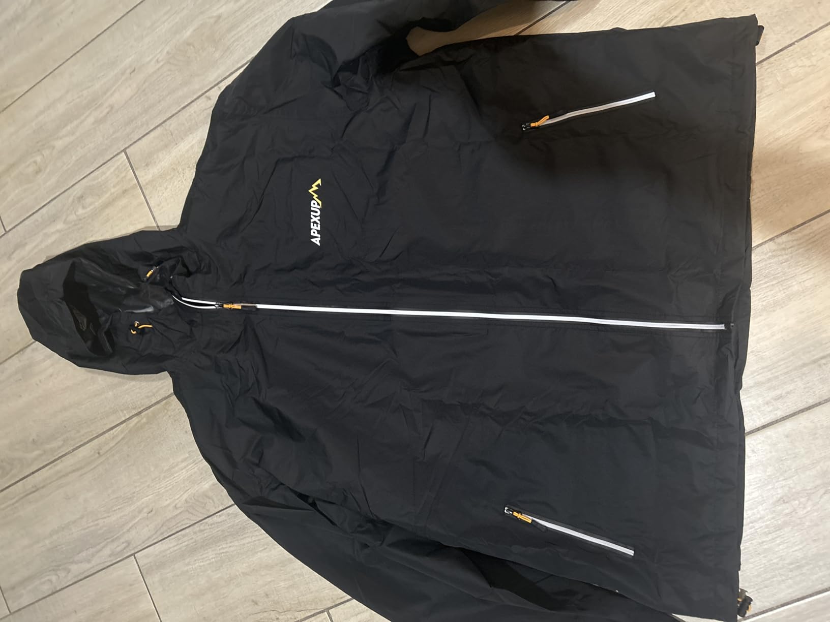 APEXUP Packable Rain Jacket Men with Reflective Zipper, Lightweight Waterproof Raincoat, Mens Rain Jacket for Outdoor Sports customer photo 1