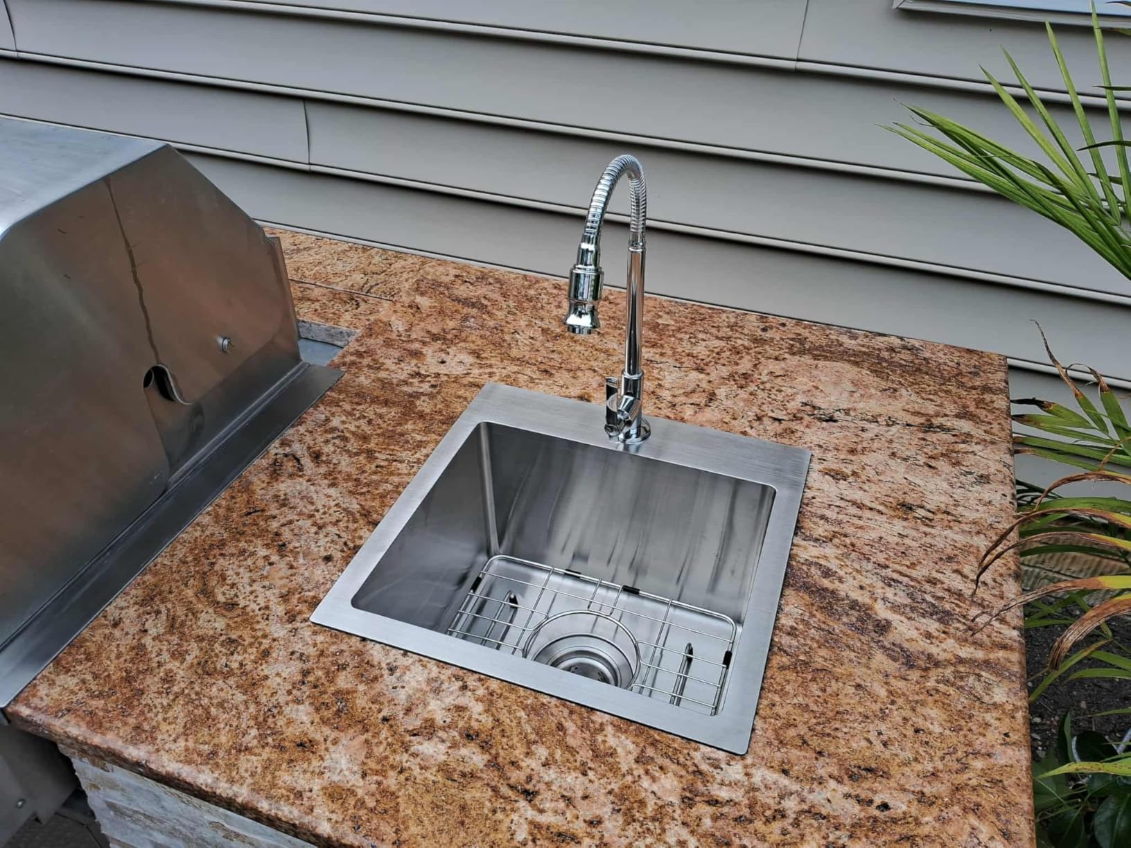 COMLLEN 17x19 Inch Drop in Bar Sink, Outdoor Sink 304 Stainless Steel Kitchen Workstation, 16 Gauge 9 Inch Deep Brushed Nickel customer photo 1