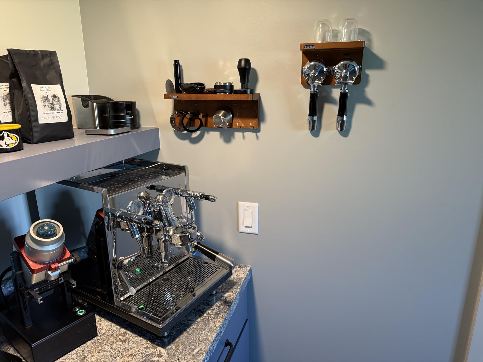 NEOUZA Espresso Accessories Holder Station Wall Mounted Organizer for 51/53/58mm Coffee Tamper Distributor Portafilter Storage Shelf for Bar Home Office customer photo 2