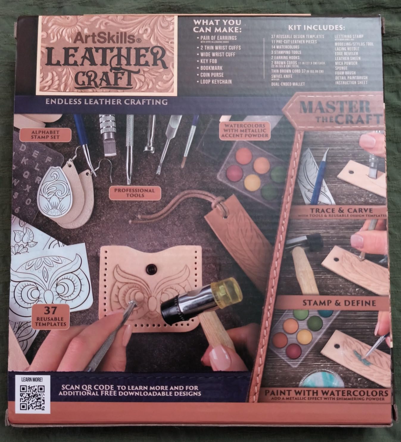ArtSkills Leather Working Kit, Leather Tooling Kit with Tools, Stamps, Arts and Crafts Adult Project Kits, 80 pc customer photo 2