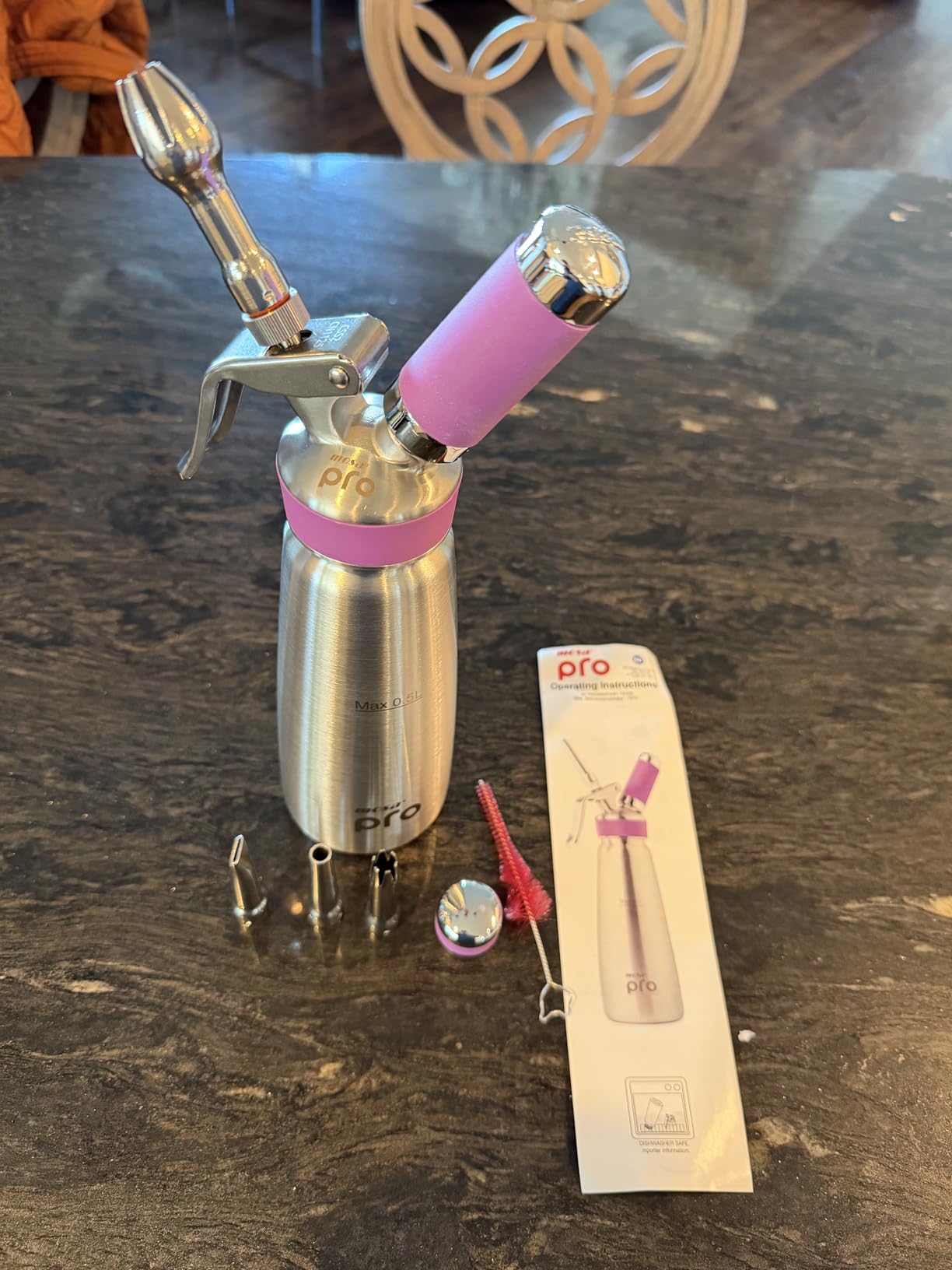 MOSA Professional 1 Pint (500mL) Blue Stainless Steel Whipped Cream Dispenser, 3-in-1 Cream Whipper, Nitro Cold Brew Maker & Soda Siphon, NSF Certified customer photo 1