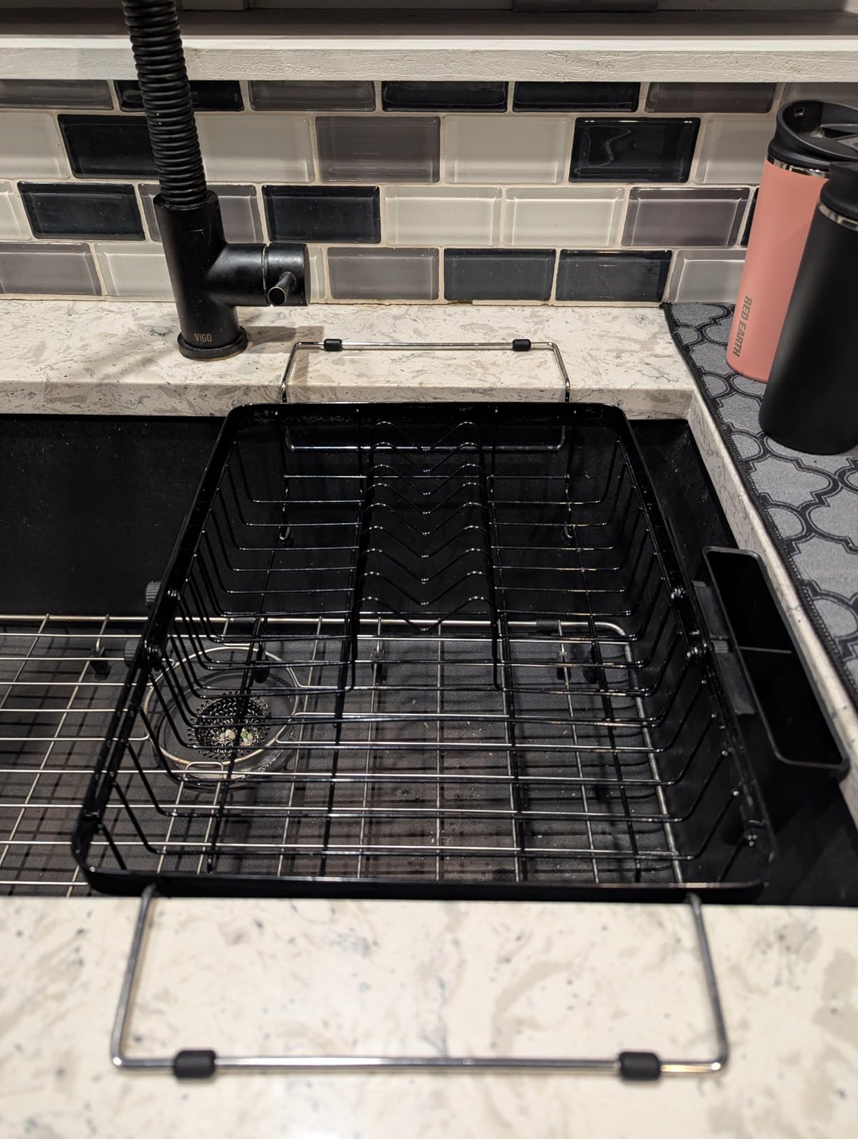 MAJALiS Dish Drying Rack Over The Sink, Expandable Stainless Steel Dish Drainer for Small Kitchen Counter Space Saving, RV Compact Plate Strainer In Silver Metal with Hanging Adjustable Utensil Holder customer photo 1