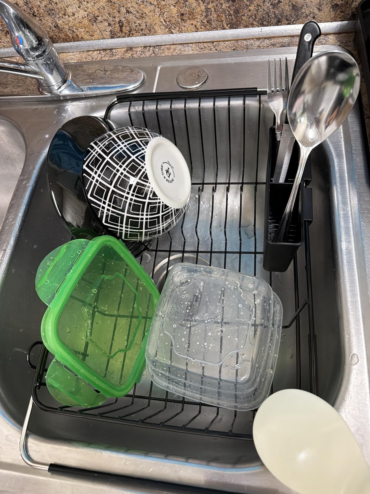 MAJALiS Dish Drying Rack Over The Sink, Expandable Stainless Steel Dish Drainer for Small Kitchen Counter Space Saving, RV Compact Plate Strainer In Silver Metal with Hanging Adjustable Utensil Holder customer photo 2
