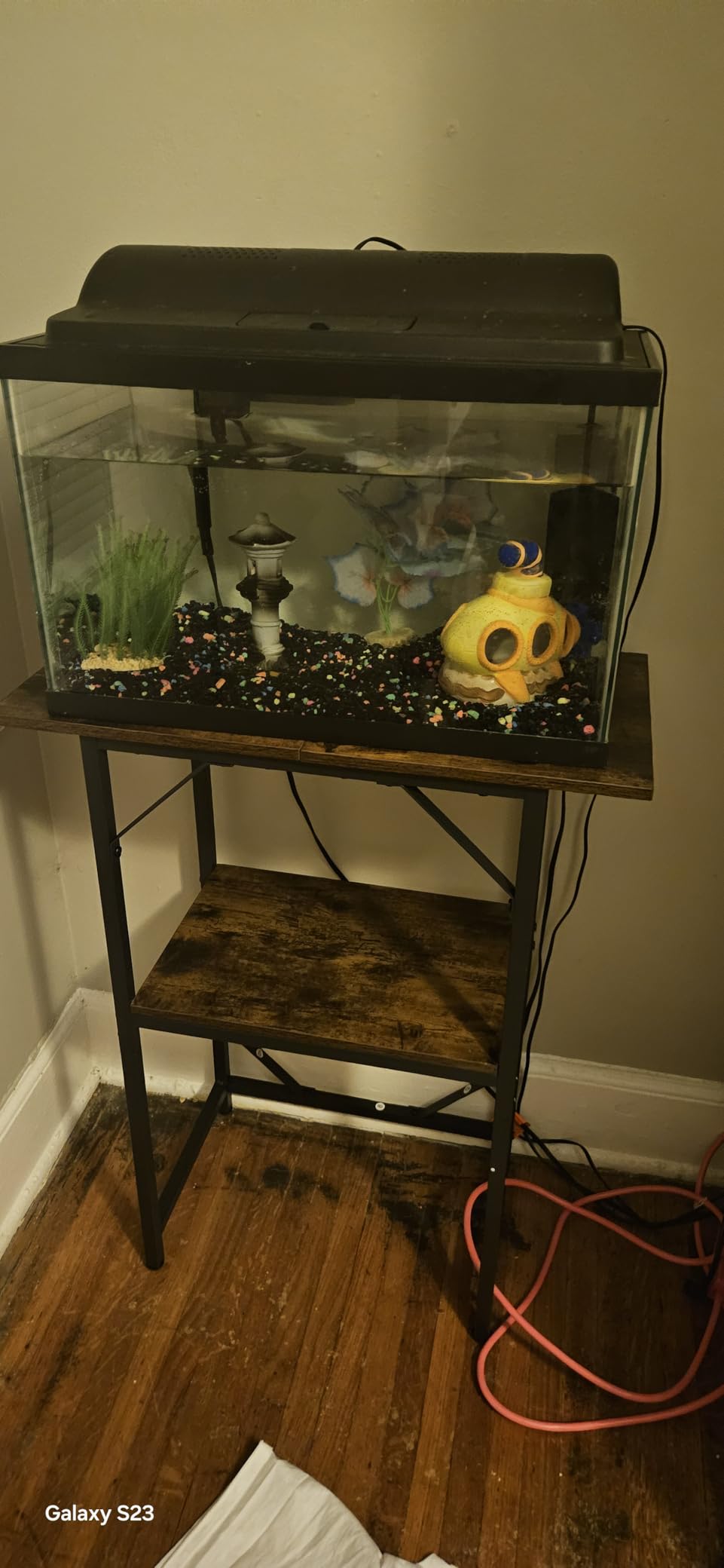 Snughome 10-20 Gallon Fish Tank Stand, Aquarium Stand 2-Tier Storage Shelves, Heavy Duty Terrarium Stand for Home Office Fish Tank Shelf, 24