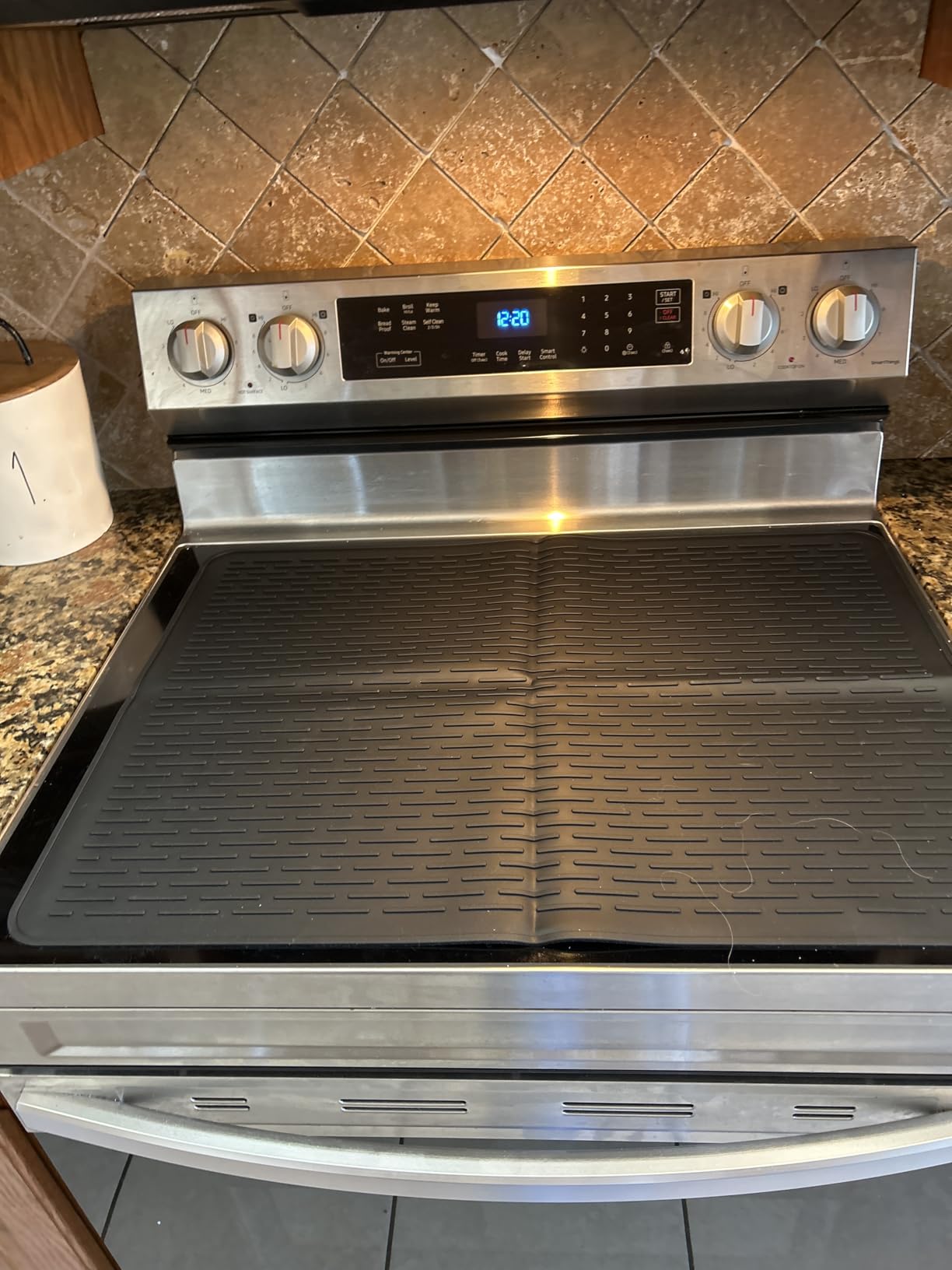 PARNOO Silicone Stove Top Cover for Electric Stove - Heat-Resistant Glass Top Stove Protector Mat - Universal Flat Top Stove Cover, Black 28