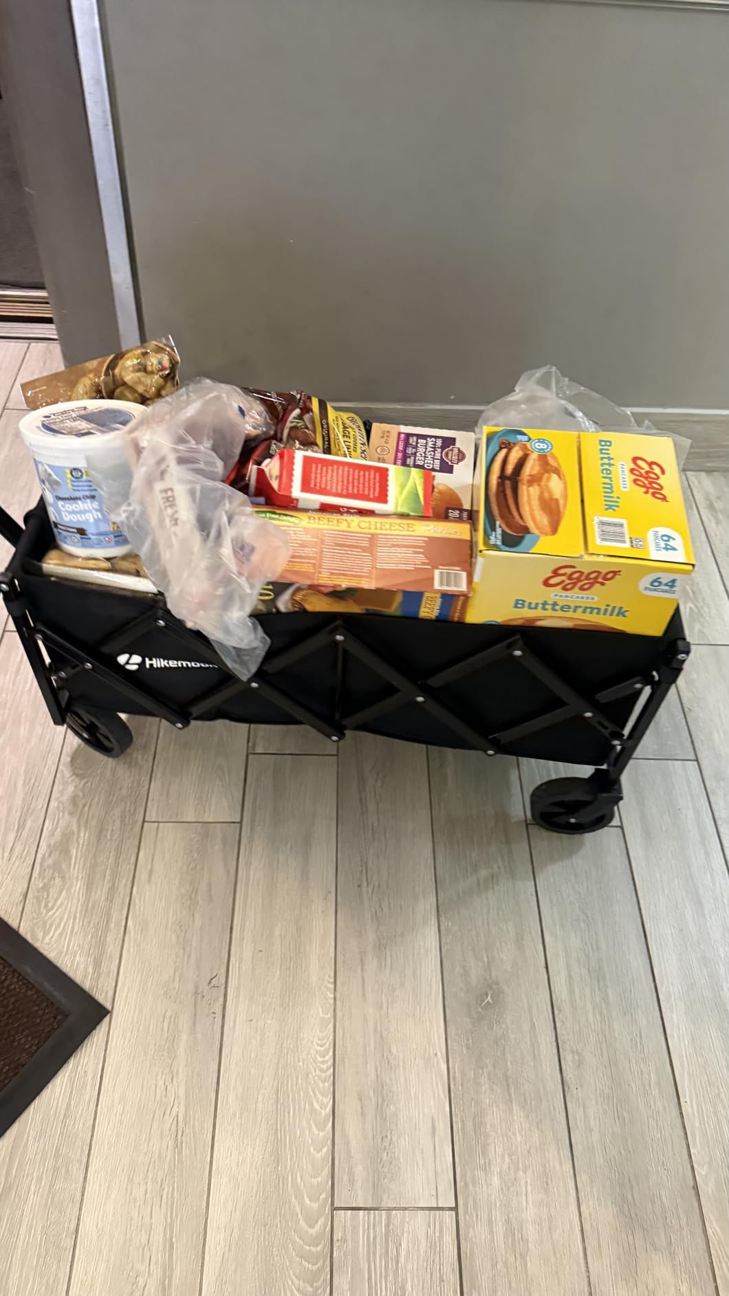 Hikemoon 34'' Extra Long Collapsible Wagons Carts Foldable, 360LBS Heavy Duty Folding Beach Wagon Cart with Wheels, Portable Utility Outdoor Wagon for Grocery, Shopping, Garden, Sports, Camping, Black customer photo 2