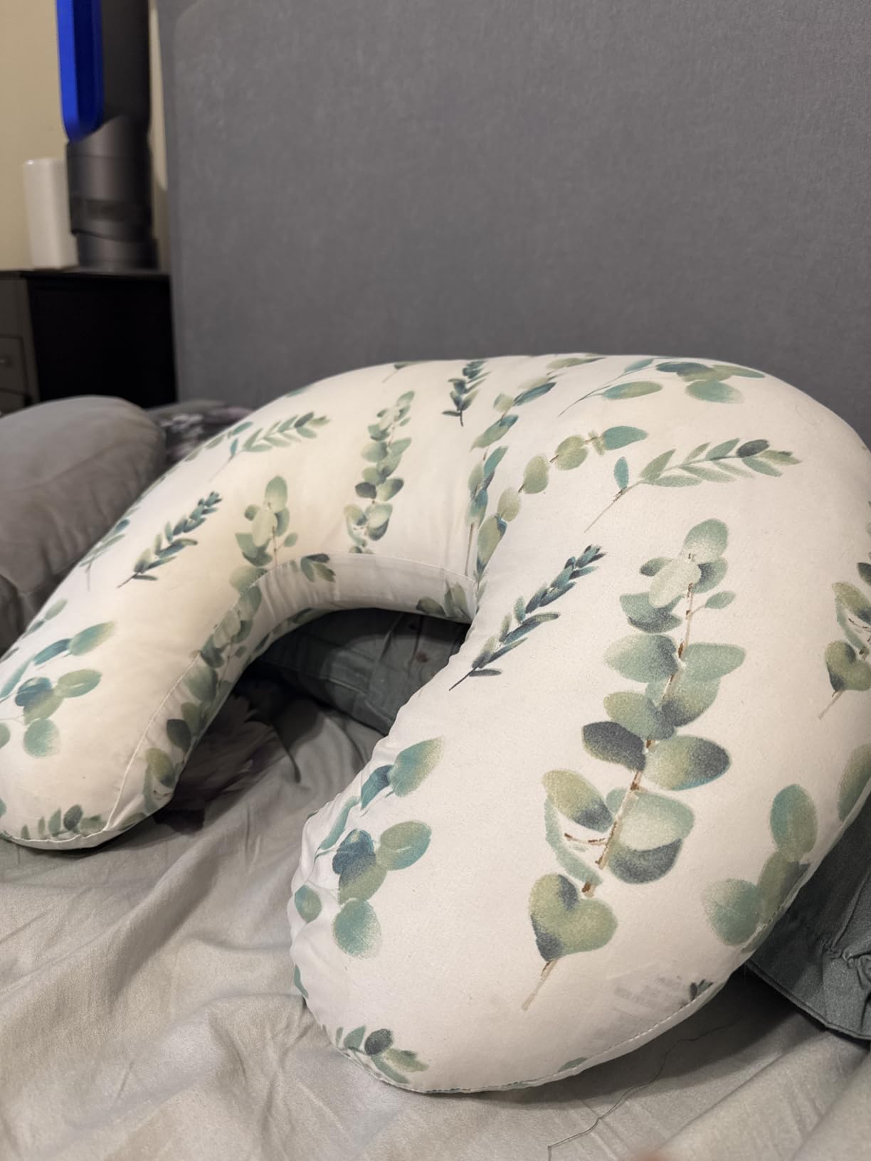 Boppy Nursing Pillow - Firm, Ergonomic U-Shaped Bottle and Breastfeeding Pillow with High Lift for Comfort and Support, Spacious Surface - Gray Gentle Leaves customer photo 2