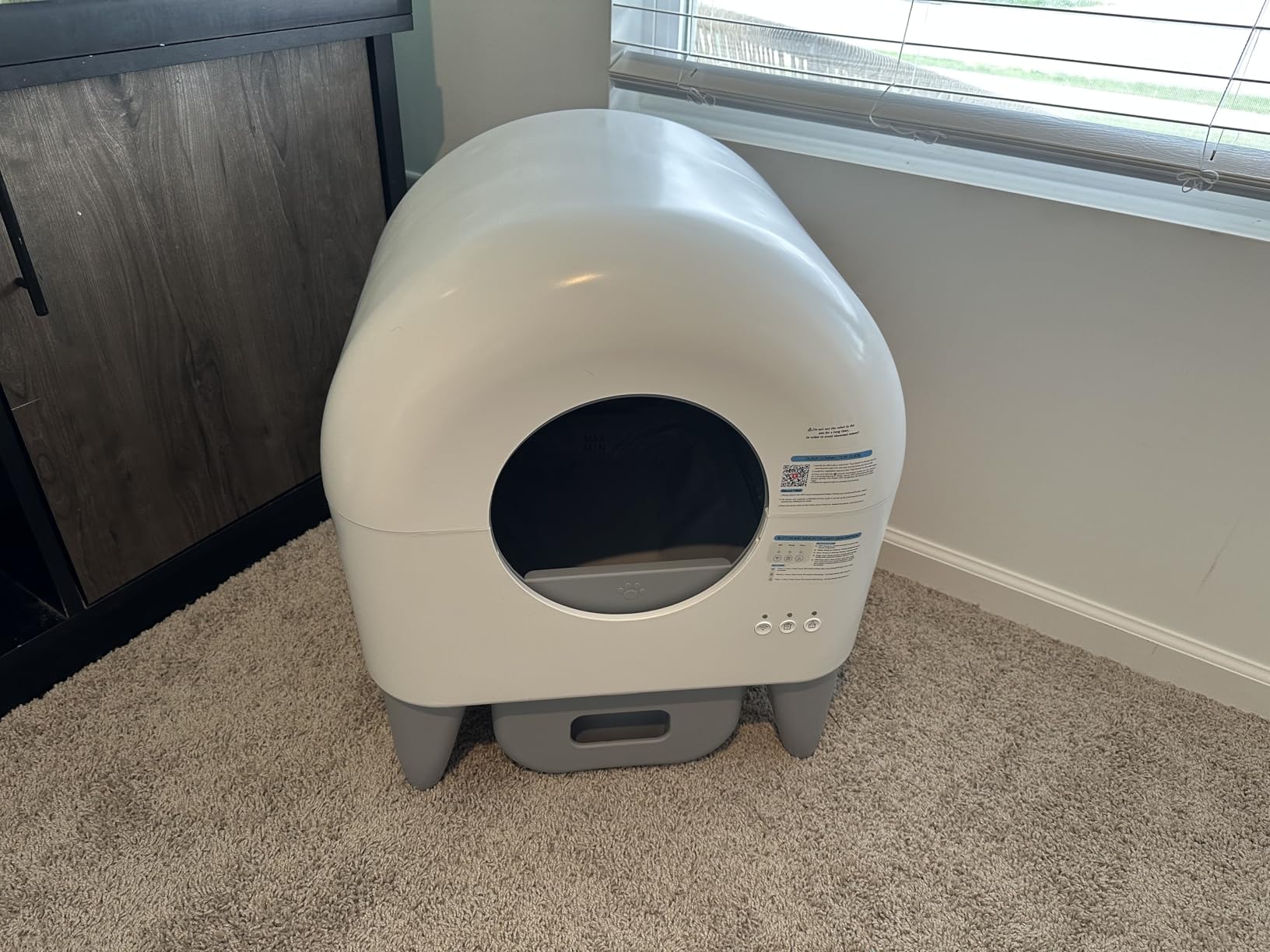 Fumoi Automatic Cat Litter Box Self Cleaning Litter Box Large Capacity for Multiple Cats, App Control with Safety Sensors, Removable Washable Liner, 2 Rolls Garbage Bags, Grey customer photo 2