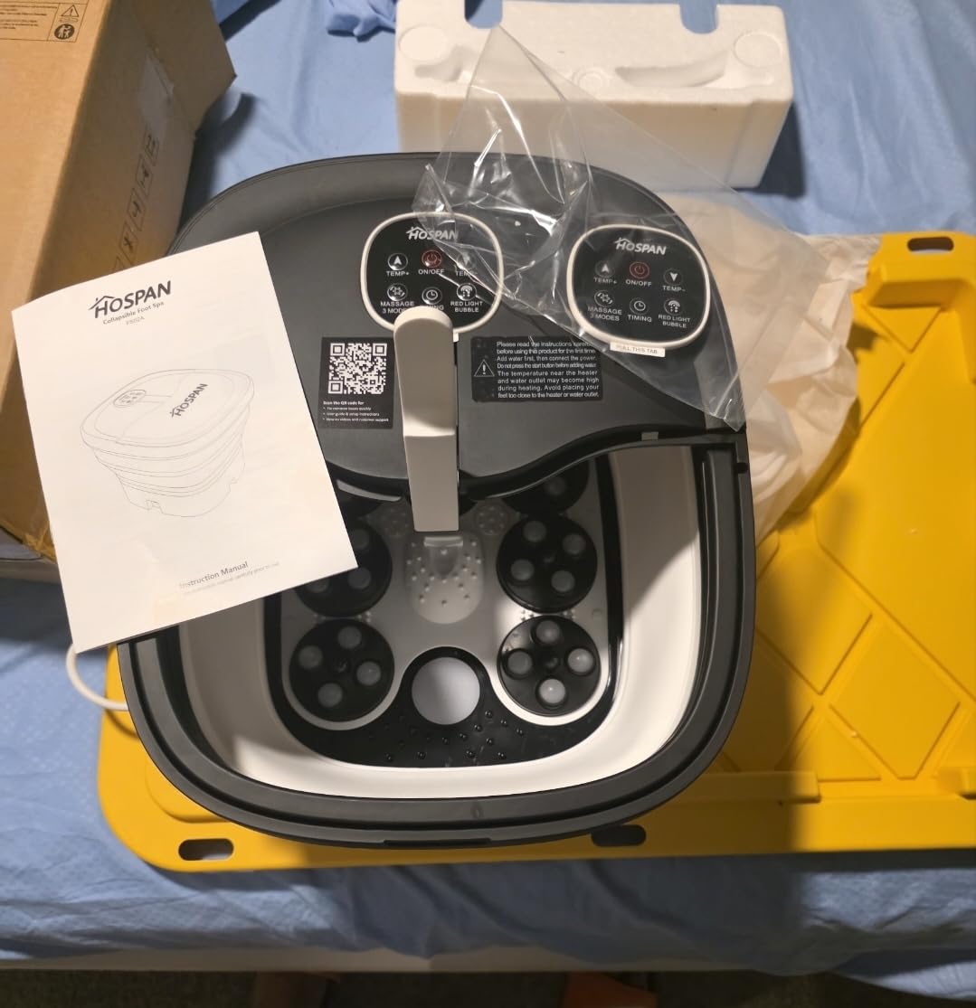 HOSPAN Collapsible Foot Spa Electric Rotary Massage, Foot Bath with Heat, Bubble, Remote, and 24 Motorized Shiatsu Massage Balls. Pedicure Foot Spa for Feet Stress Relief - FS02A customer photo 1