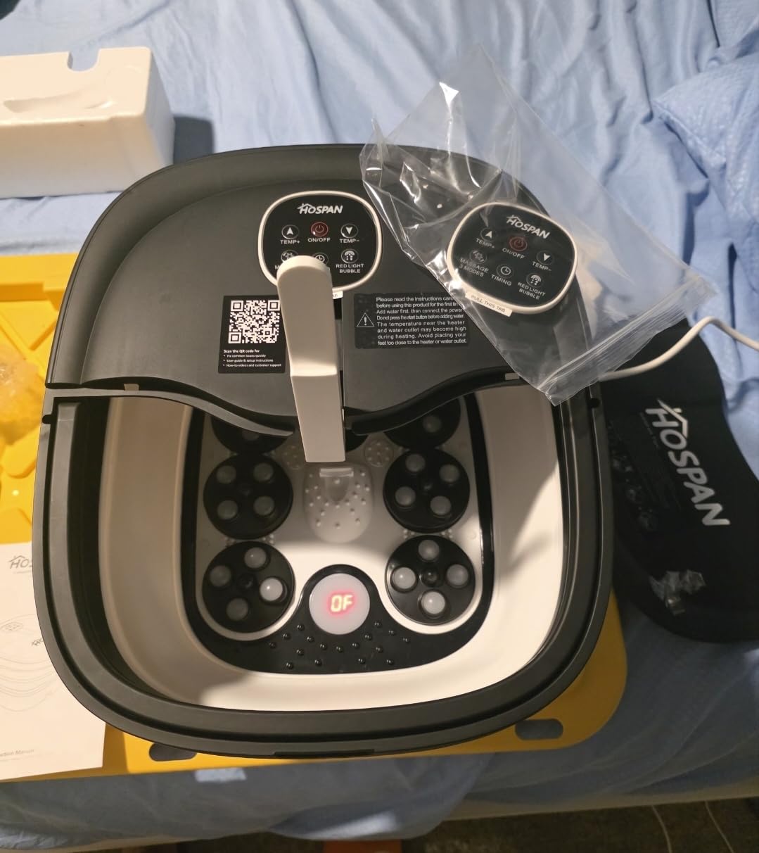 HOSPAN Collapsible Foot Spa Electric Rotary Massage, Foot Bath with Heat, Bubble, Remote, and 24 Motorized Shiatsu Massage Balls. Pedicure Foot Spa for Feet Stress Relief - FS02A customer photo 2