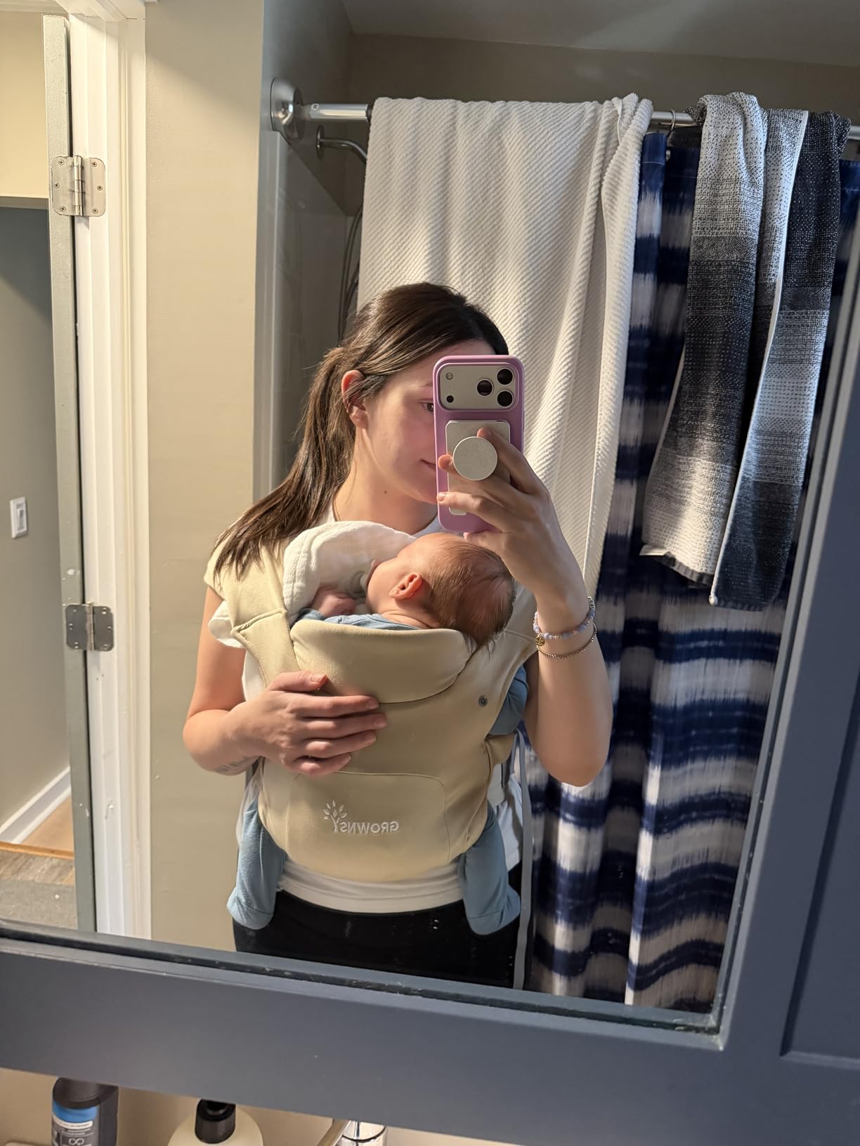GROWNSY Baby Carrier, Cozy Newborn Carrier, Ergonomic Baby Wraps Carrier Newborn to Toddler with Head Support, Cream customer photo 2