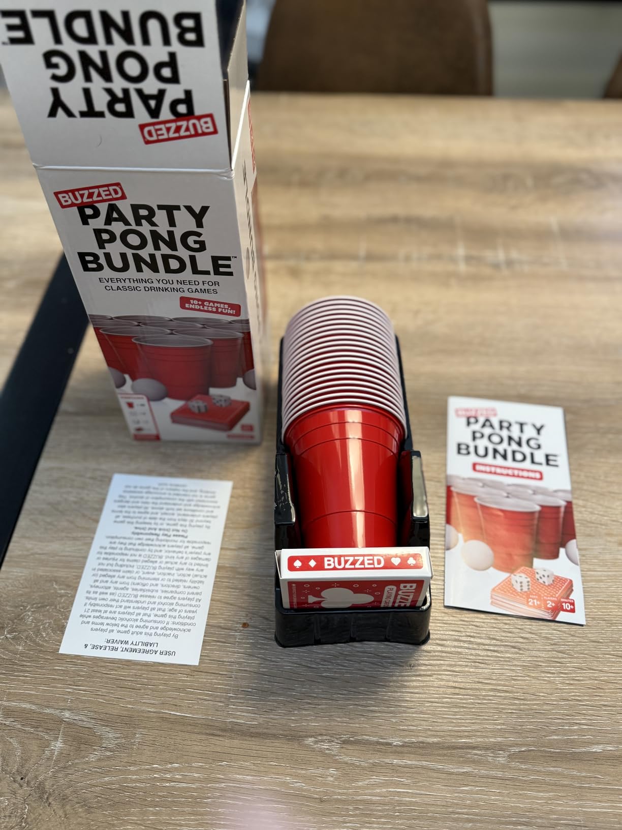 Buzzed: Party Pong Bundle Drinking Kit by Relatable, Bachelor Party Essentials, Fun Outdoor or Indoor Drinking Game Set with Ping Pong Balls & Gear for 10+ Classic Games customer photo 2